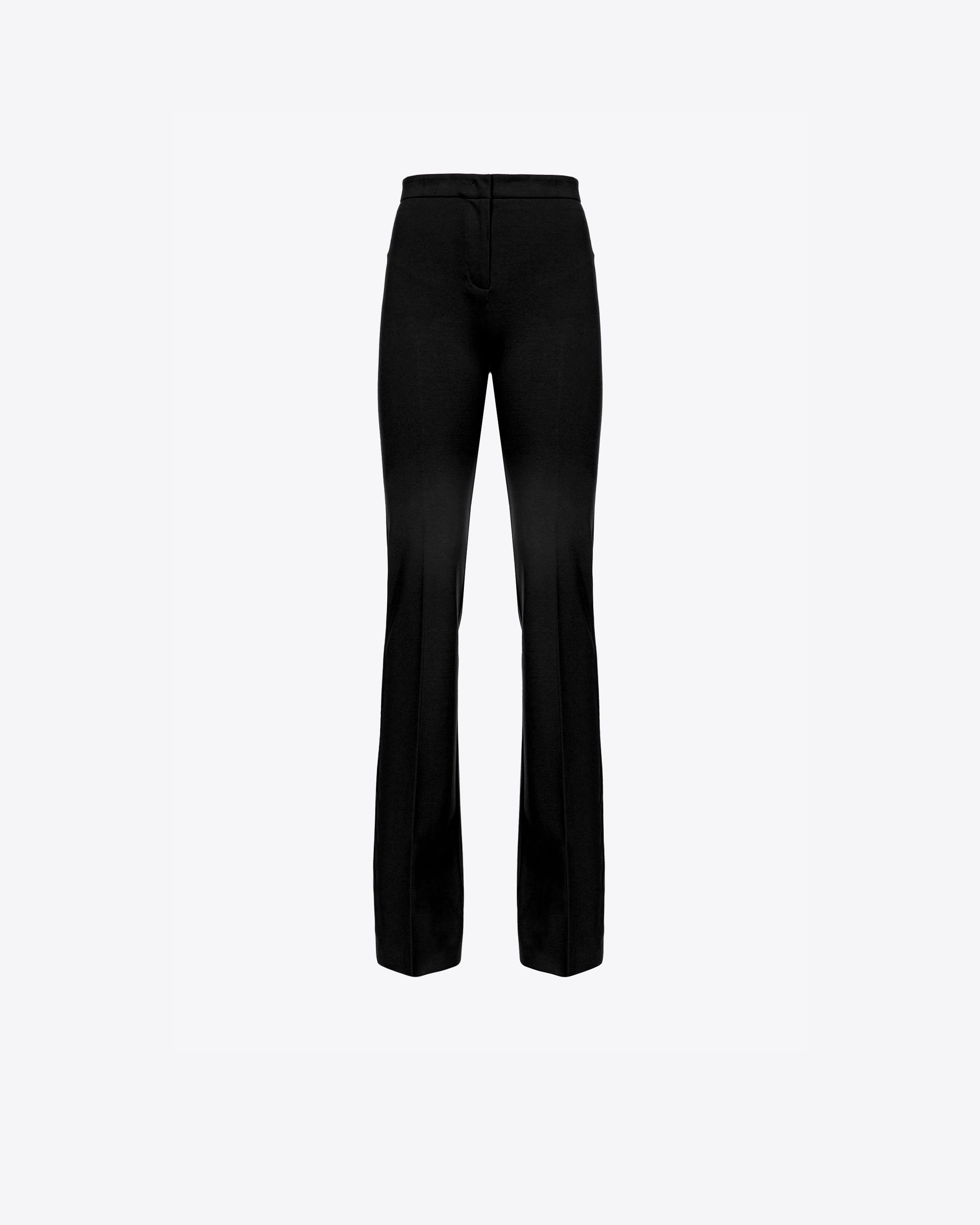 Pinko Flared Flowing Neoprene Trousers In Limo Black