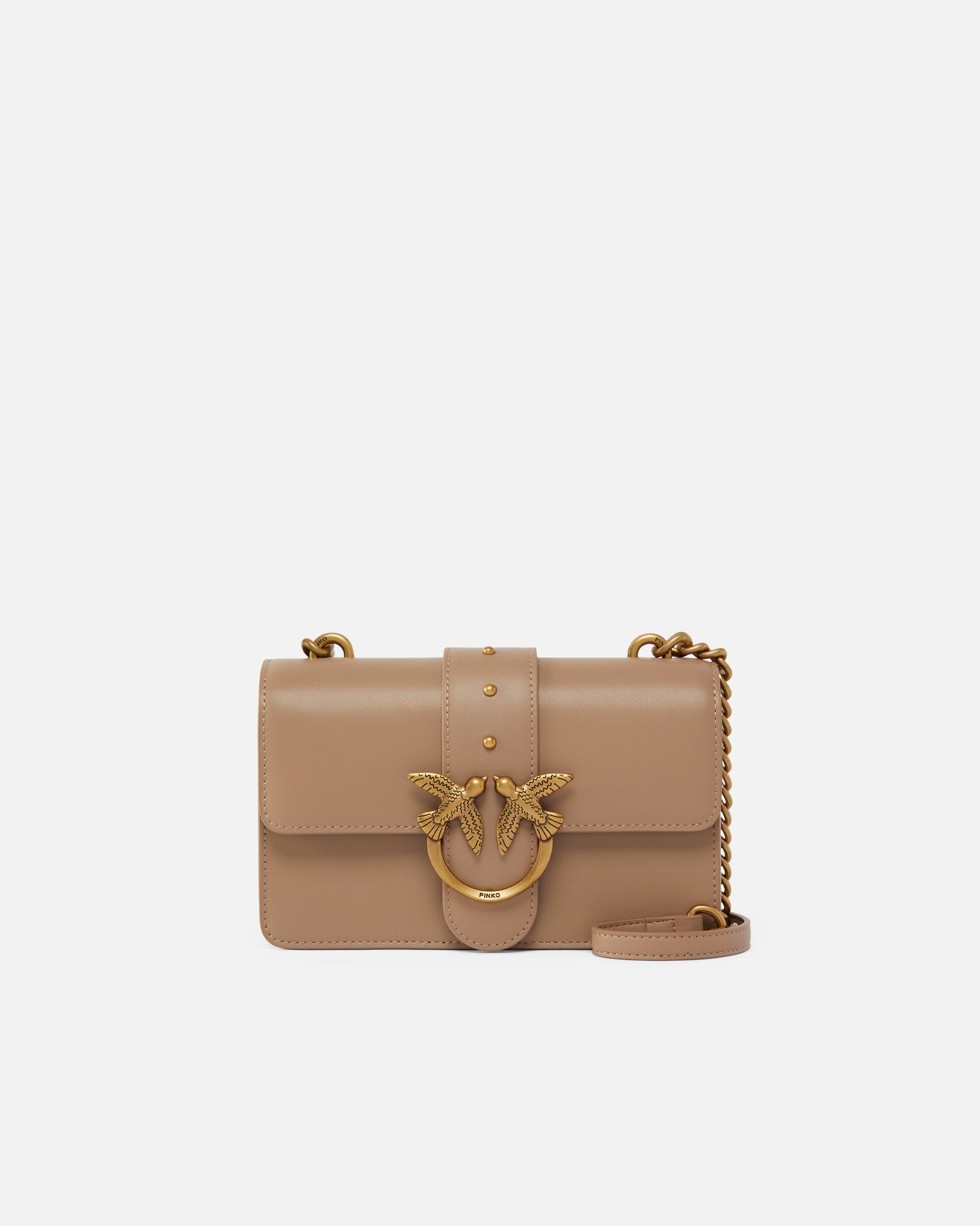 Pinko Mini Love Bag One Simply In Ginger Biscuit-antique Gold