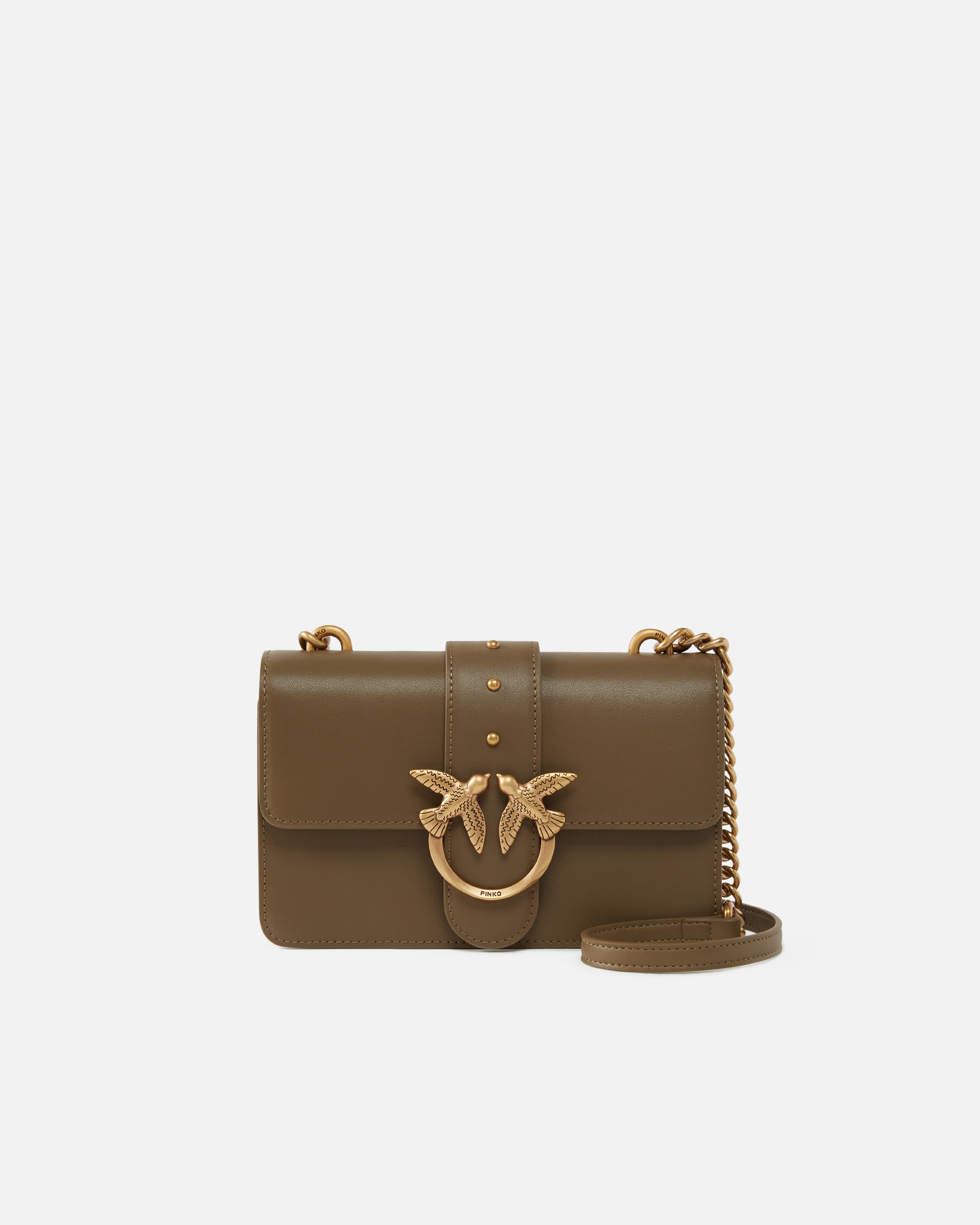 Pinko Mini Love Bag One Simply In Wren Brown-antique Gold