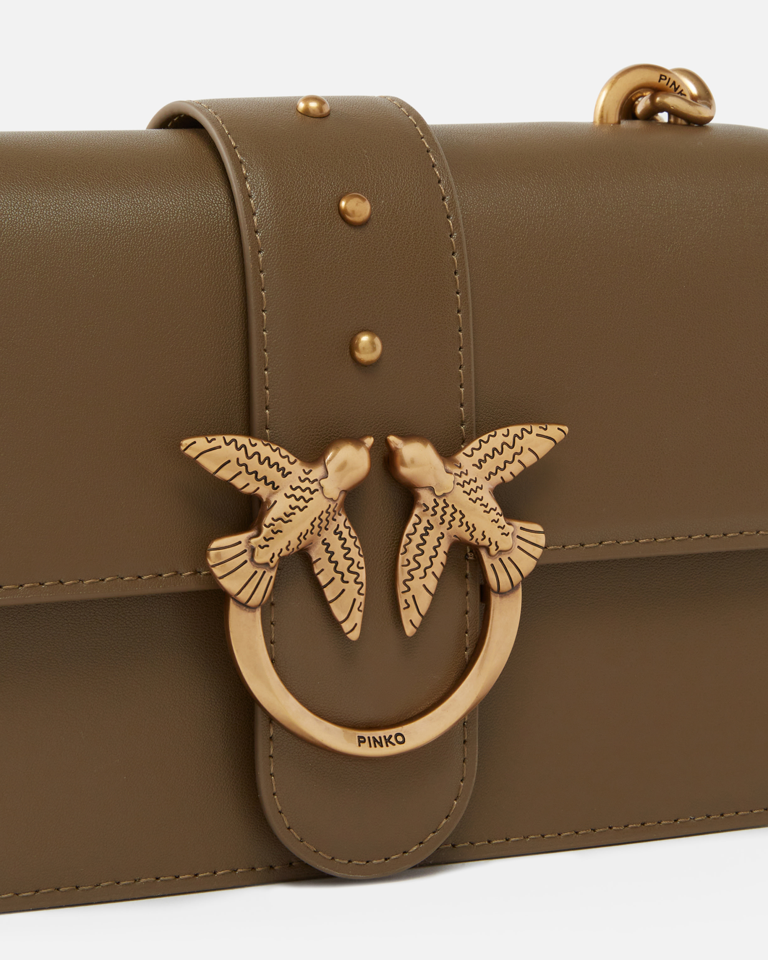 Pinko Mini Love Bag One Simply In Wren Brown-antique Gold