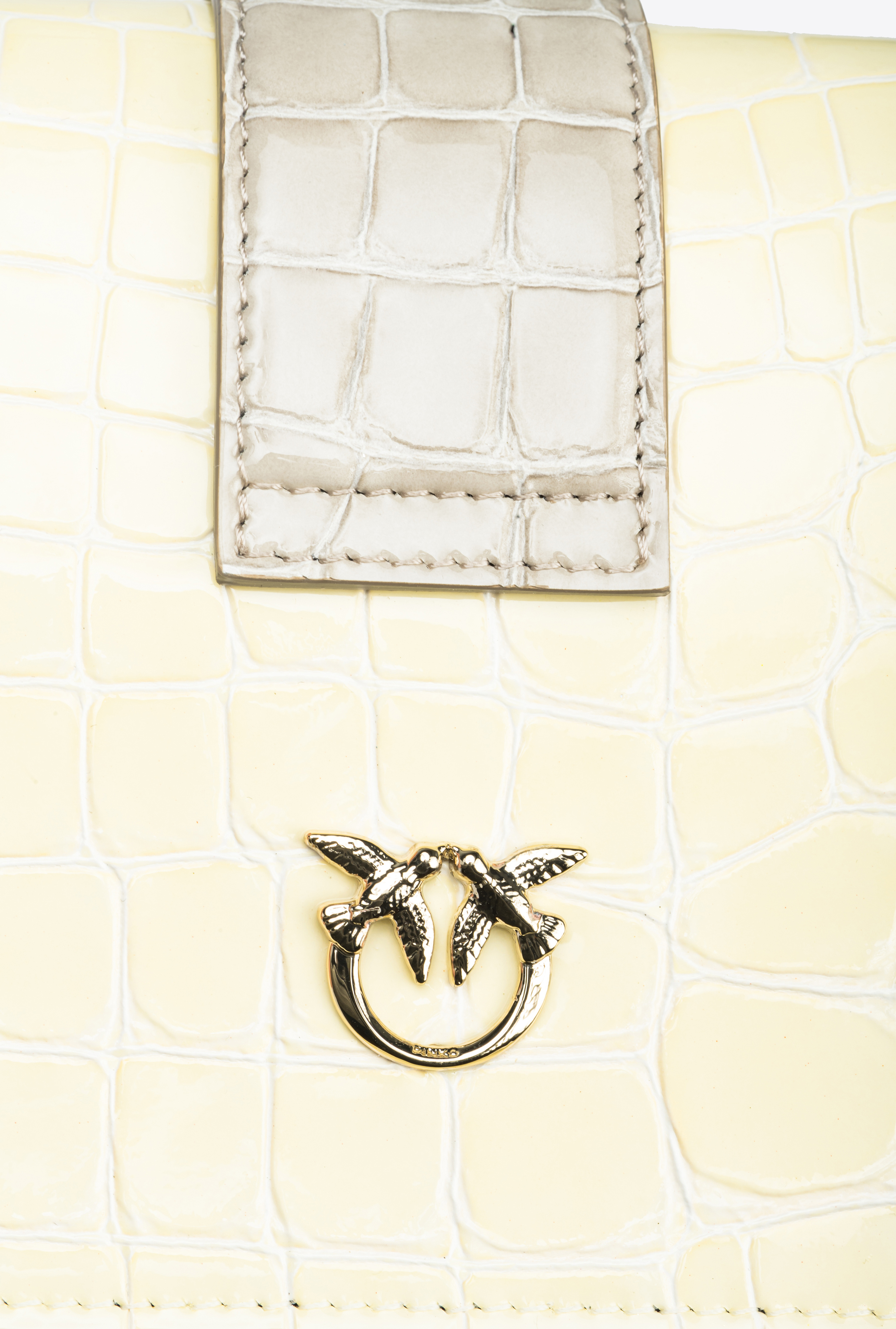 Pinko Galleria Mini Love Bag One In Shiny Two-tone Crocodile-print Leather In S14l