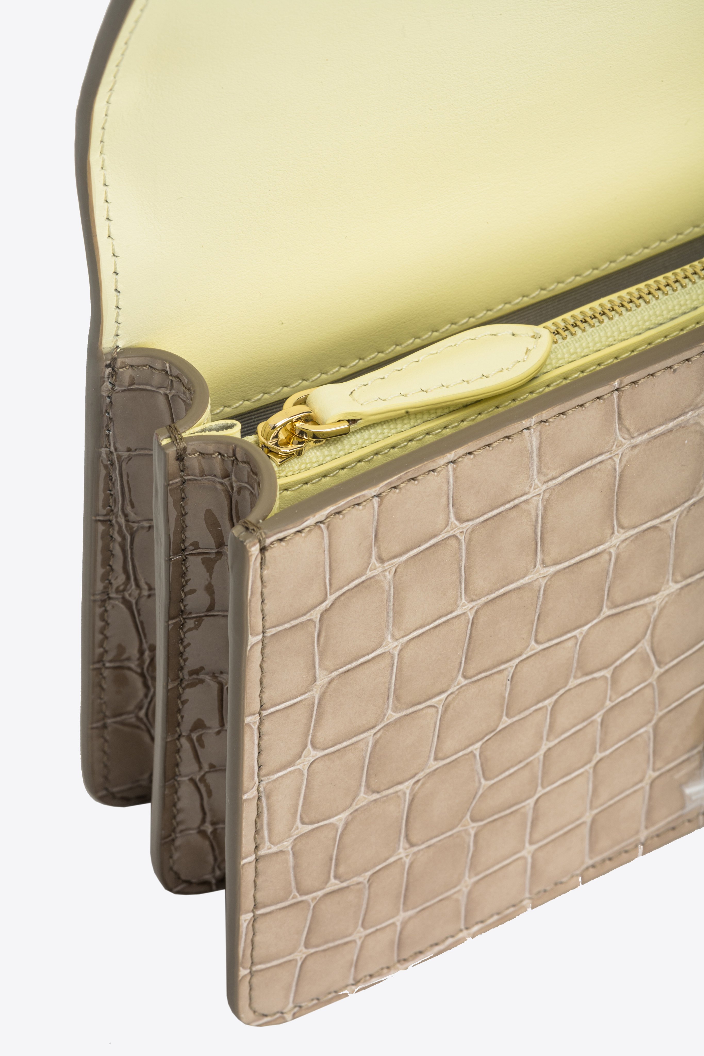 Pinko Galleria Mini Love Bag One In Shiny Two-tone Crocodile-print Leather In S14l