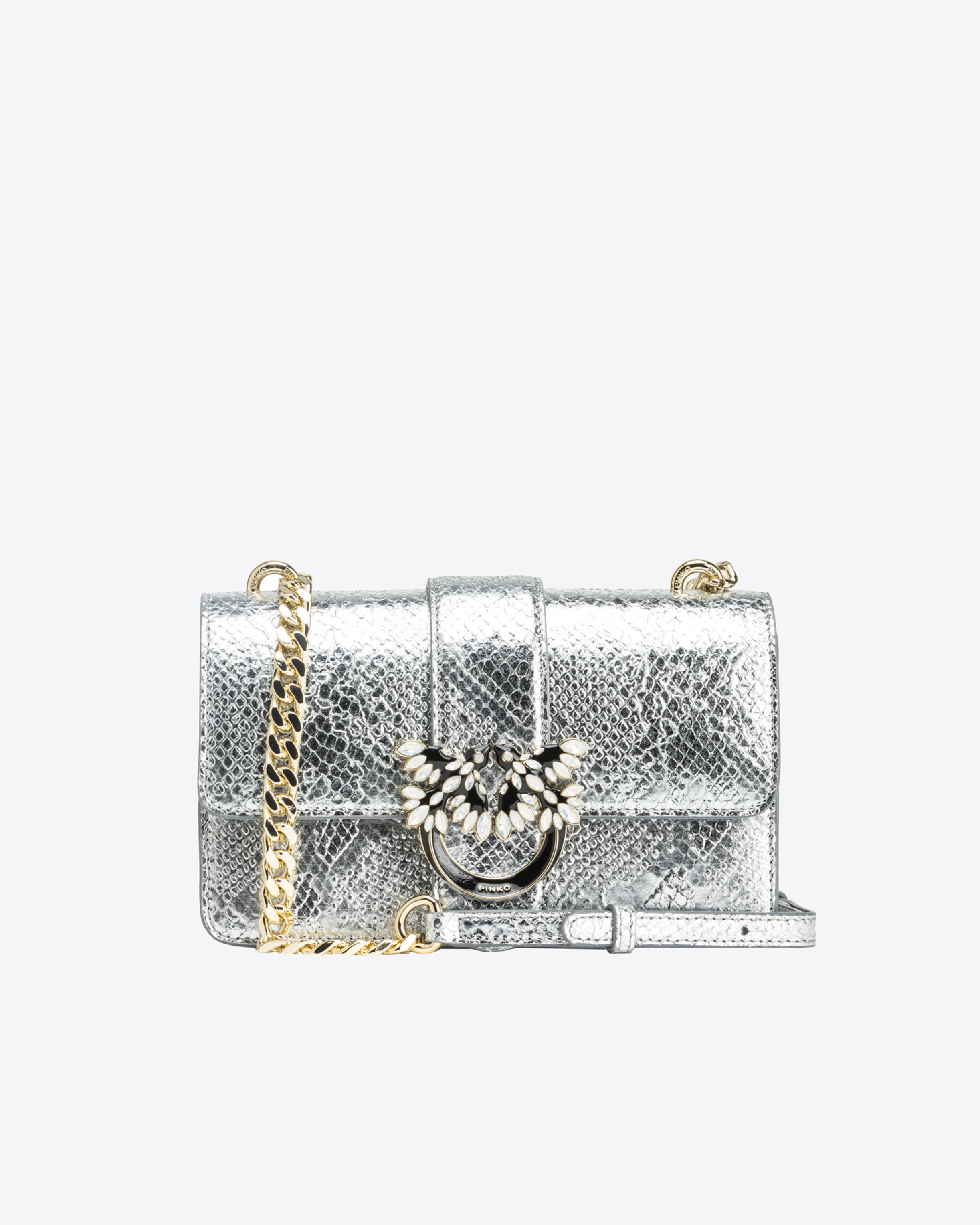 Pinko Galleria Mini Love Bag One In Punched Reptile Skin In Zzfl