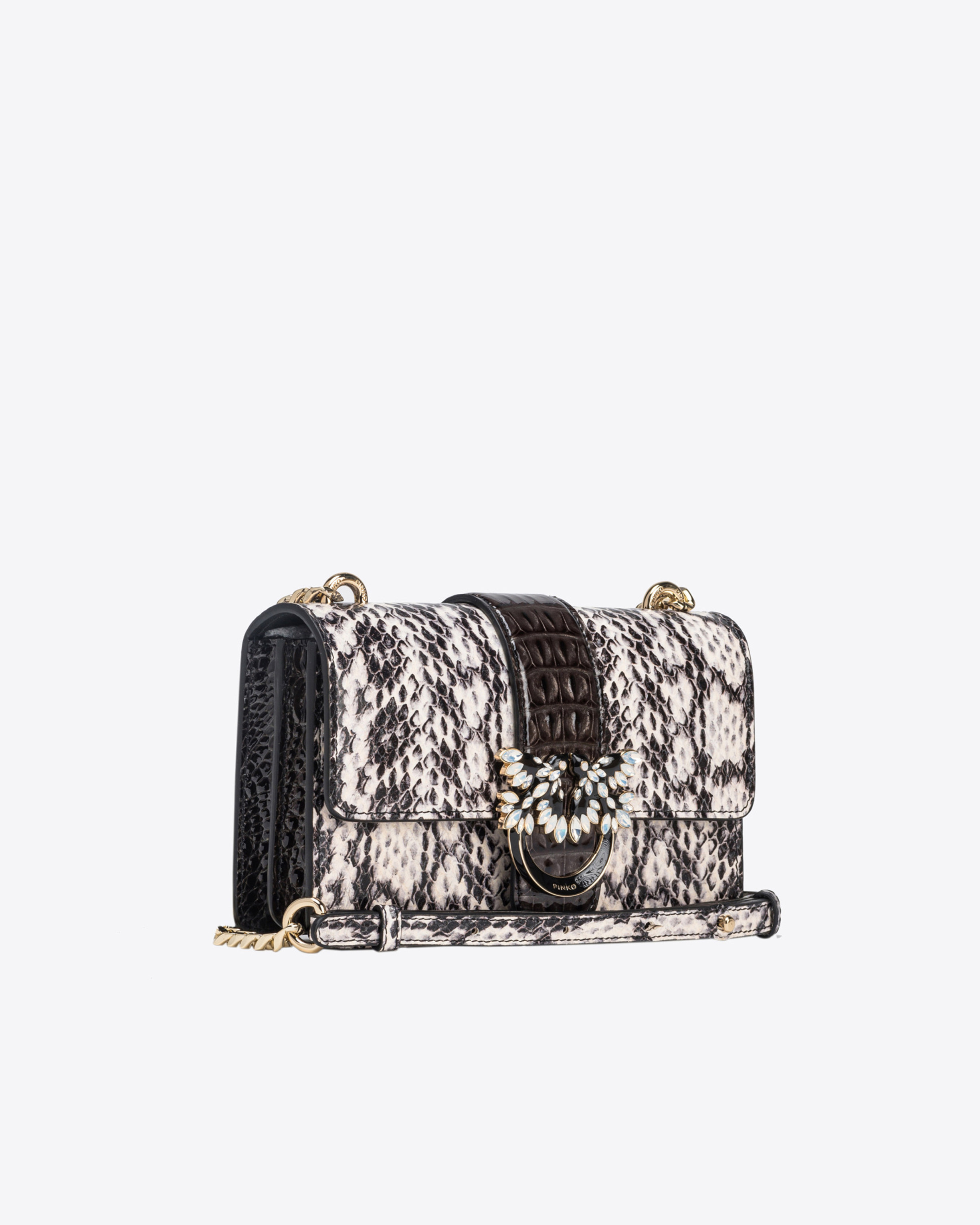 Pinko Galleria Mini Love Bag One In Reptile And Crocodile-print Leather In Zz1l