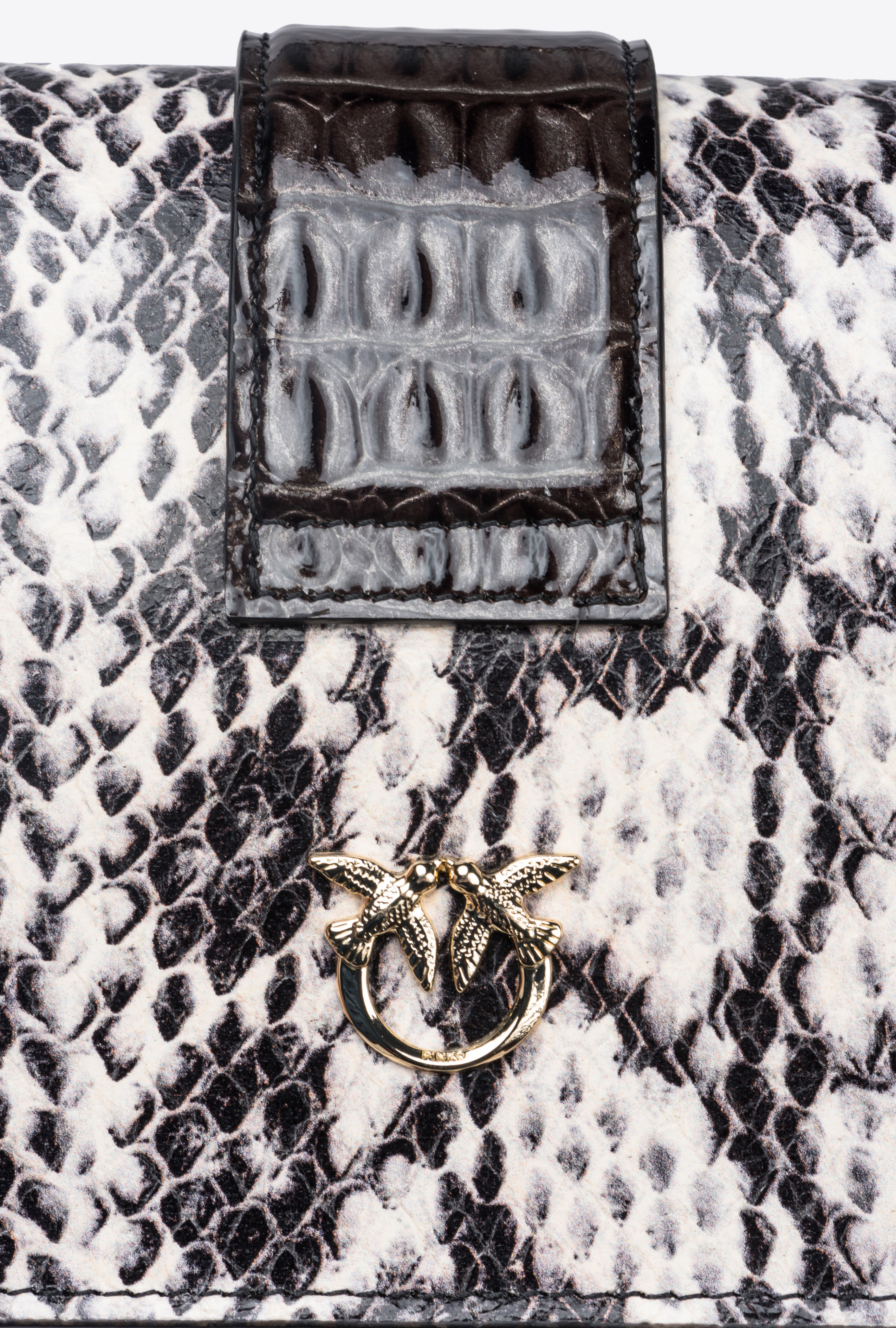 Pinko Galleria Mini Love Bag One In Reptile And Crocodile-print Leather In Zz1l