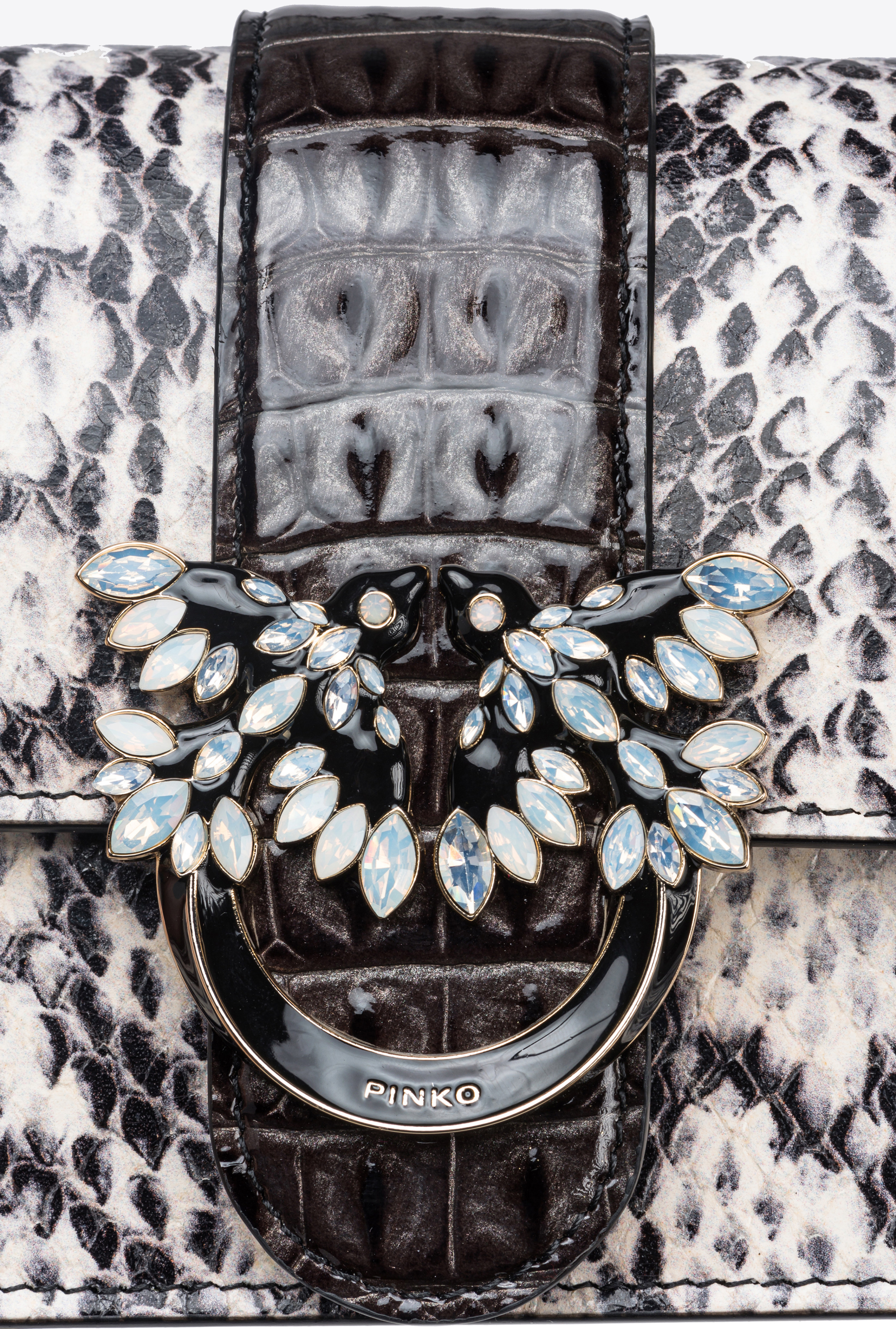 Pinko Galleria Mini Love Bag One In Reptile And Crocodile-print Leather In Zz1l