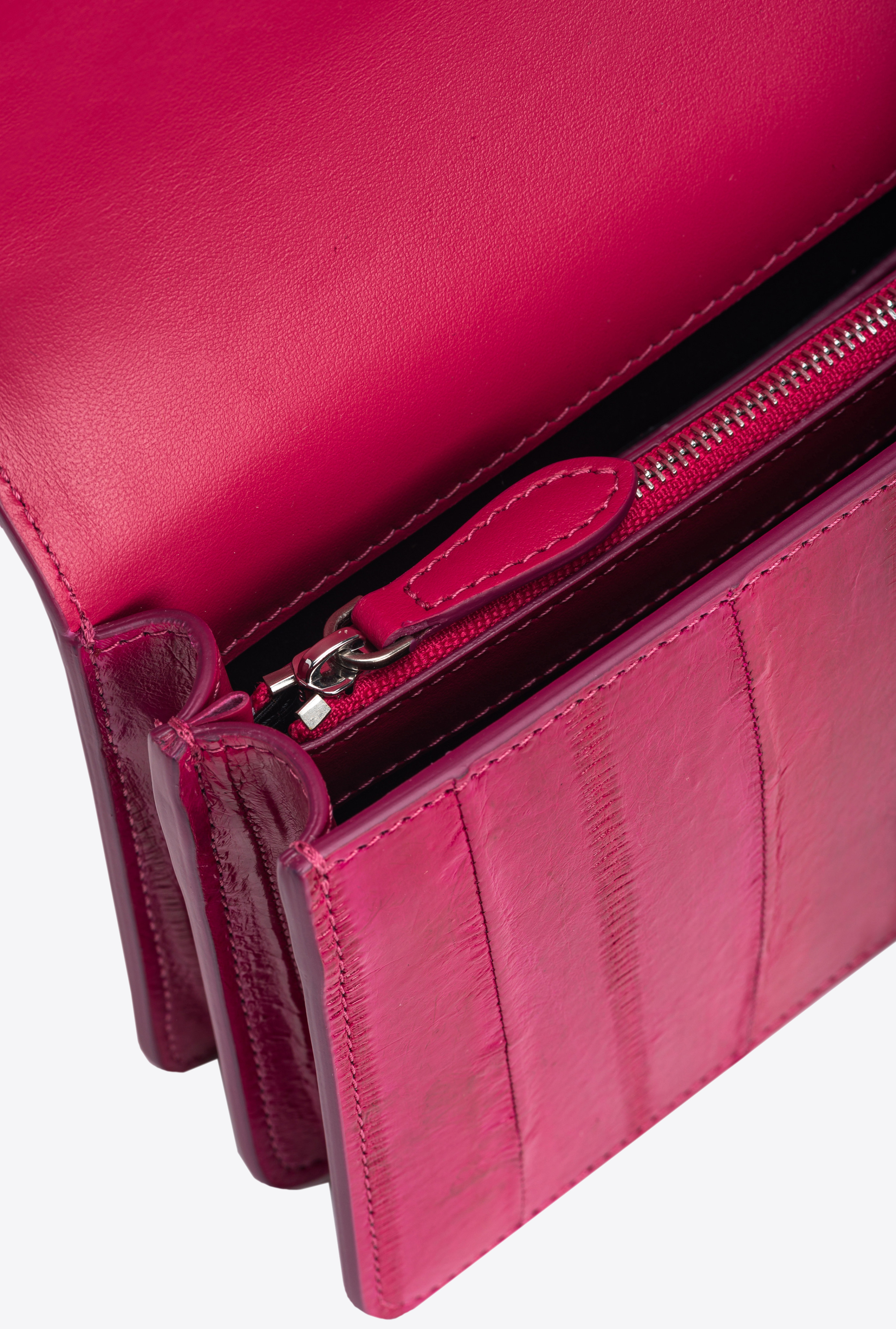 Pinko Galleria Mini Love Bag One In Eel Skin In Pink -old Silver
