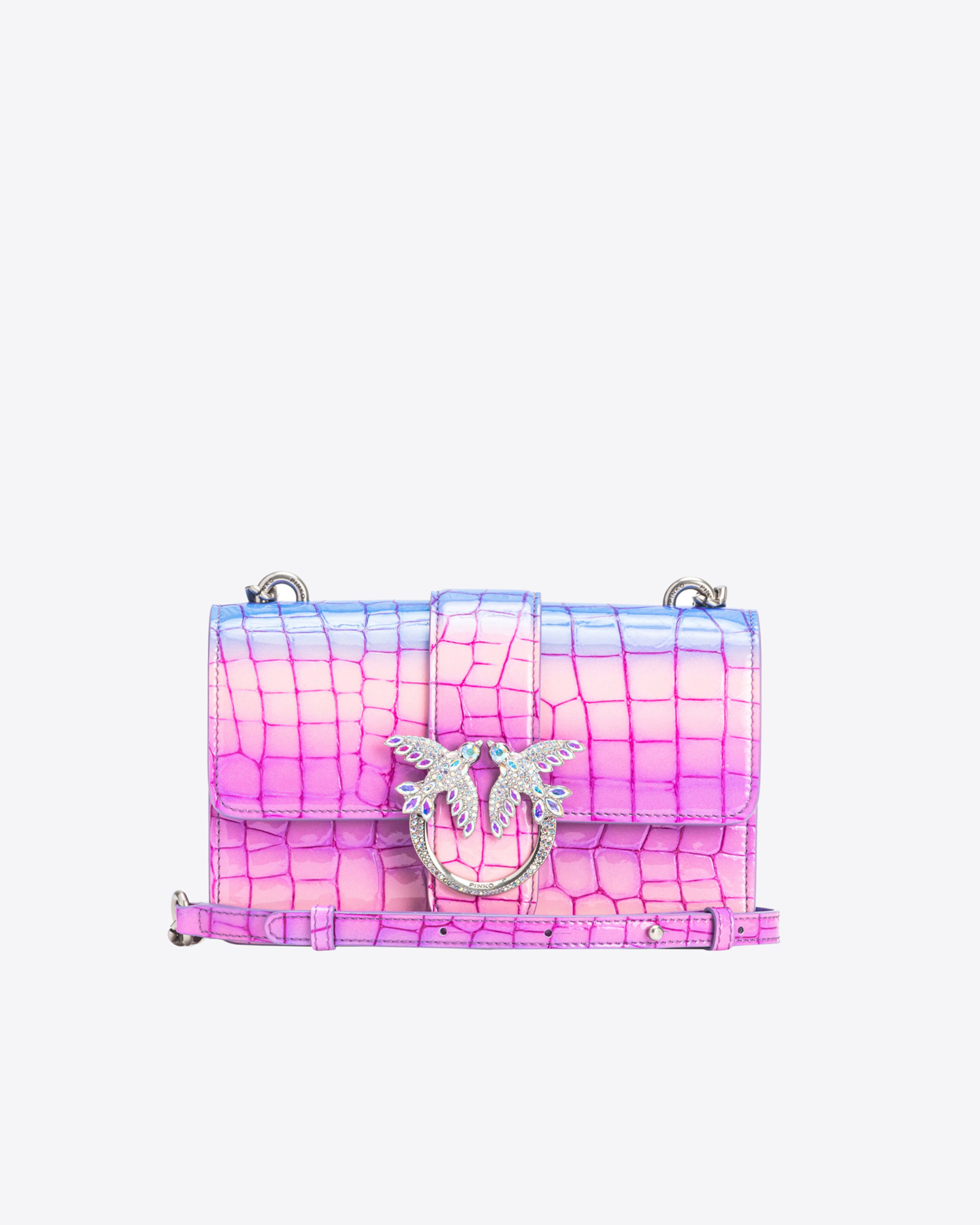 Shop Pinko Mini Love Bag One Cocco Lucido Sfumato  Galleria In Rosa/viola-old Silver