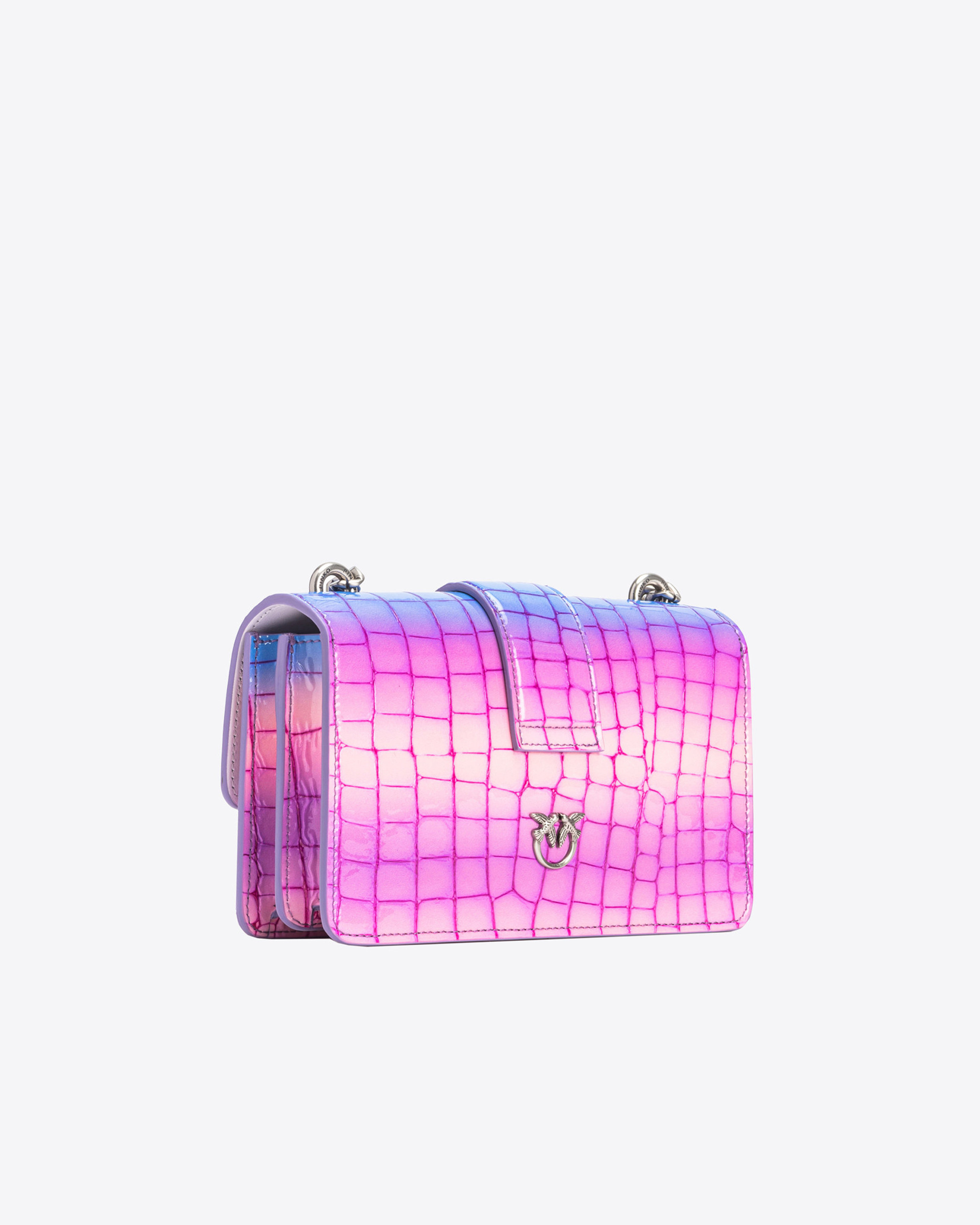 Shop Pinko Mini Love Bag One Cocco Lucido Sfumato  Galleria In Rosa/viola-old Silver