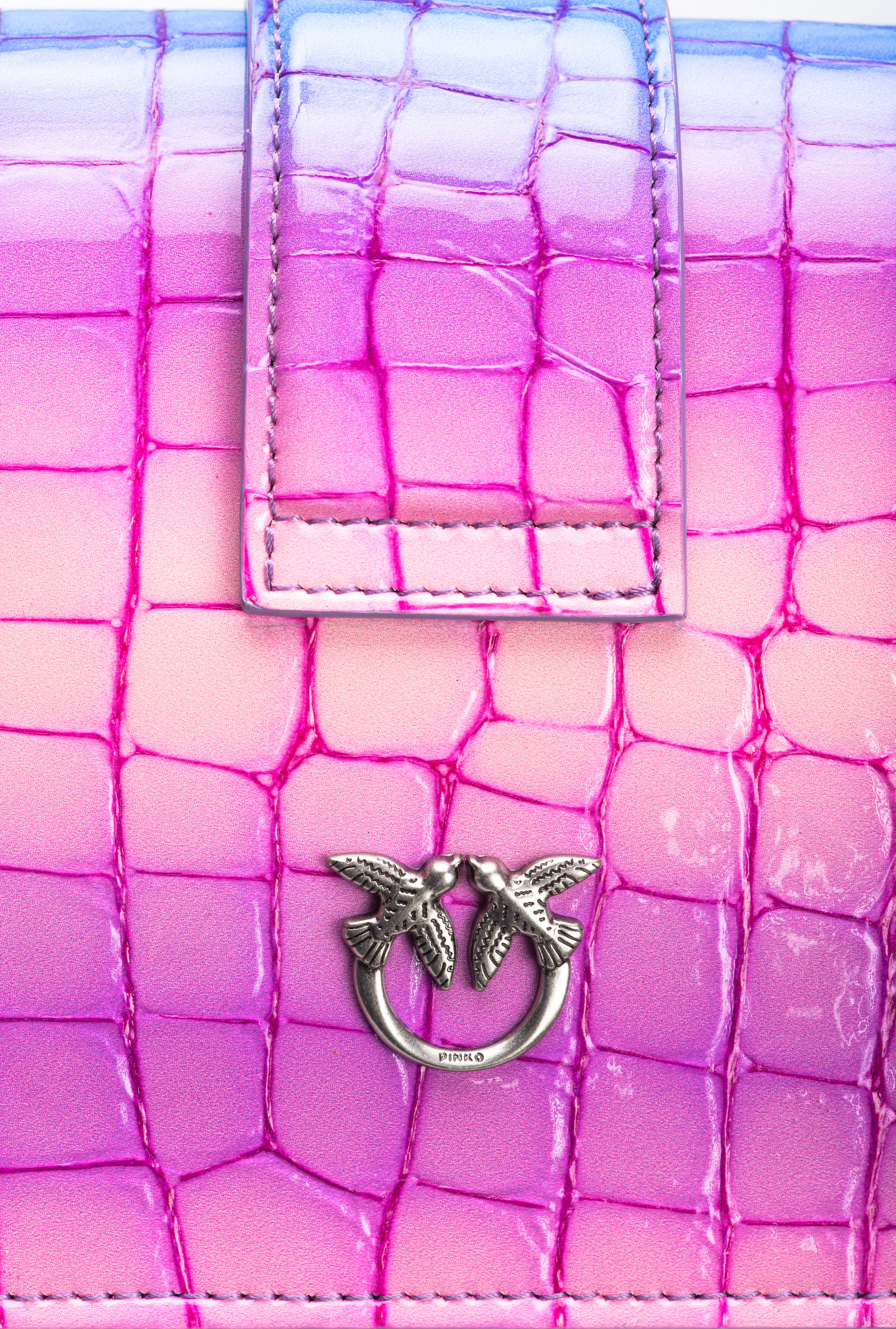 Pinko Mini Love Bag One Cocco Lucido Sfumato  Galleria In Rosa/viola-old Silver