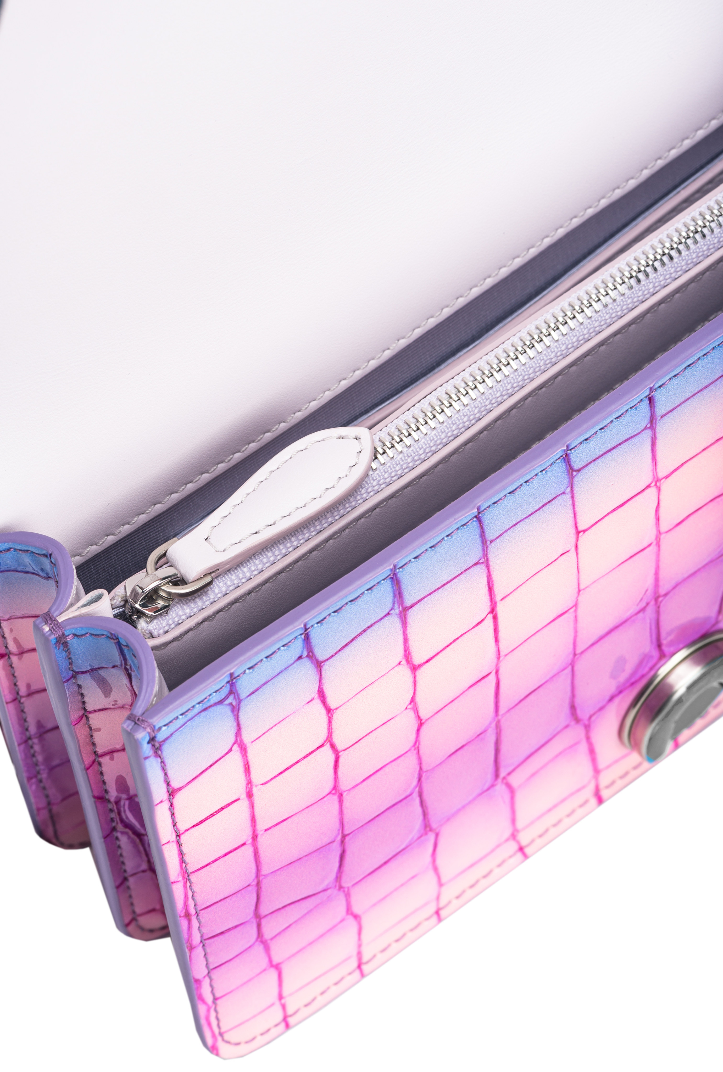 Pinko Mini Love Bag One Cocco Lucido Sfumato  Galleria In Rosa/viola-old Silver