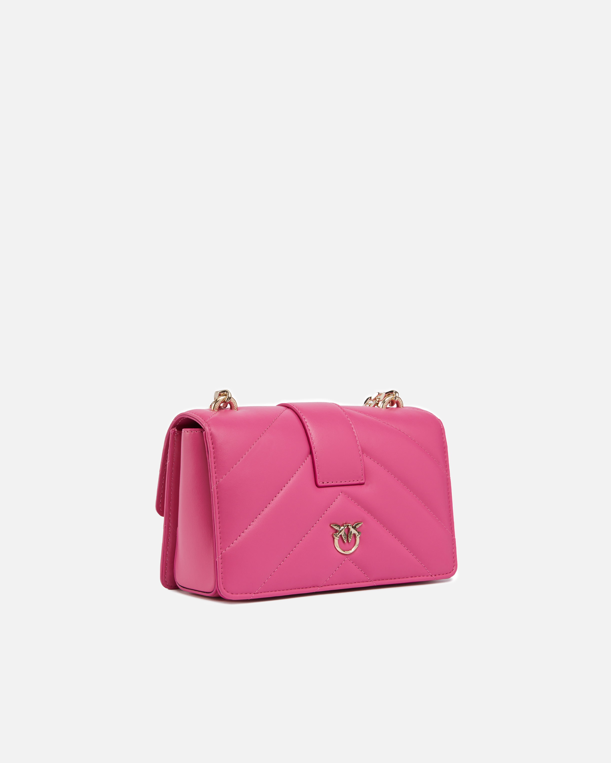 Pinko Quilted Leather Love Bag Shoulder Bag With Precious Buckle  Galleria In Rose -or Clair