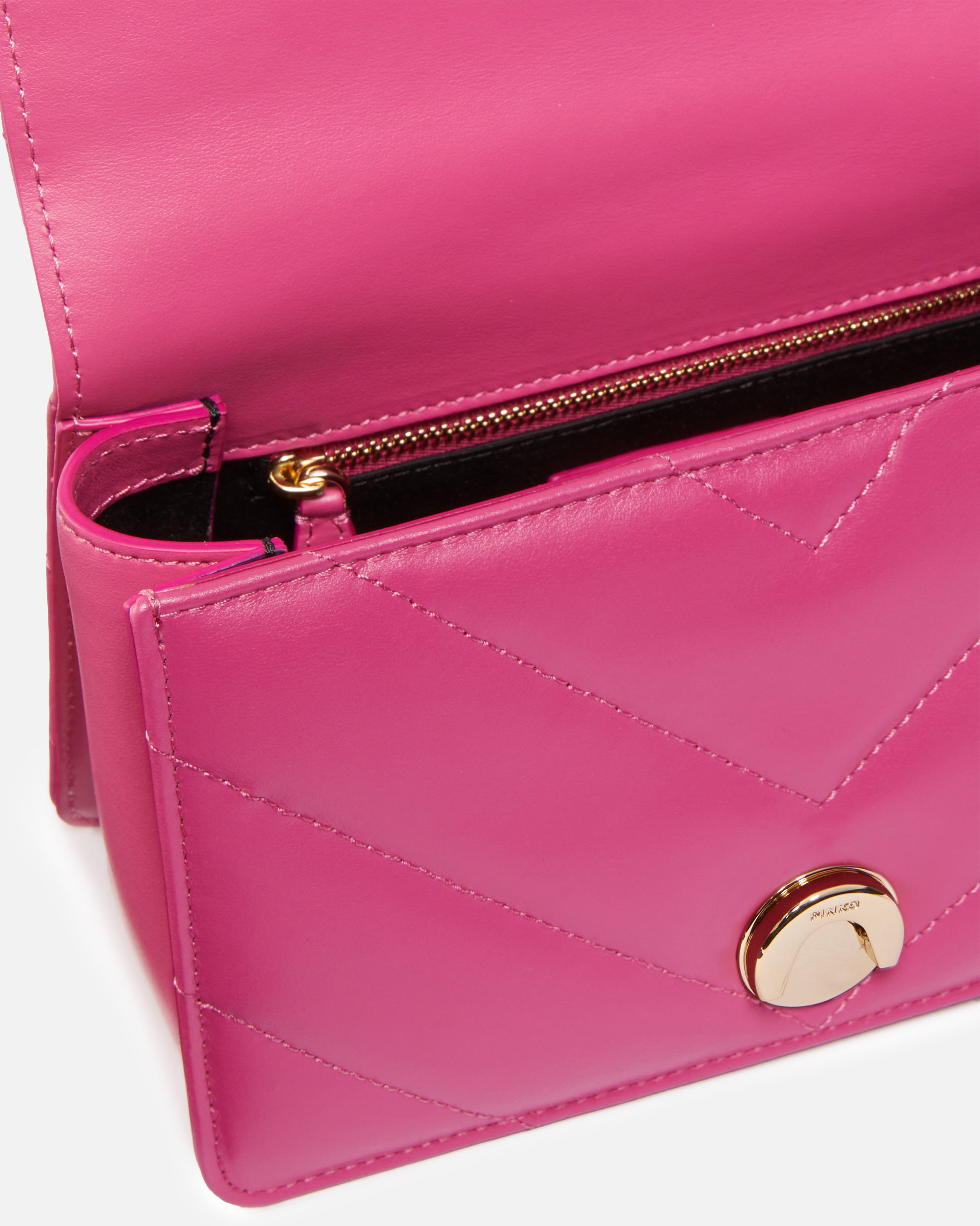 Pinko Quilted Leather Love Bag Shoulder Bag With Precious Buckle  Galleria In Rose -or Clair