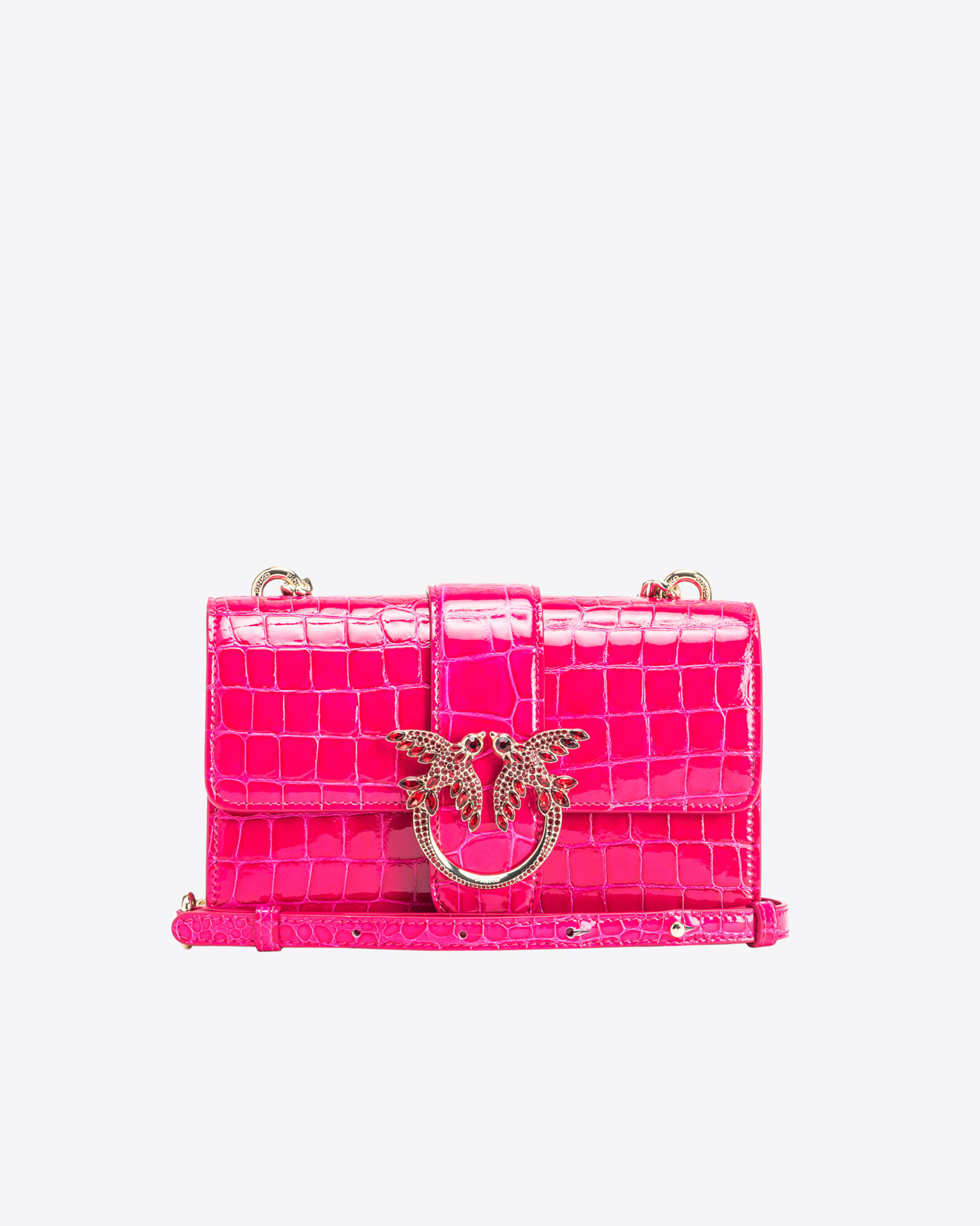 Pinko Mini Love Bag One mit glänzender farbiger Kroko-Prägung PINKO Galleria