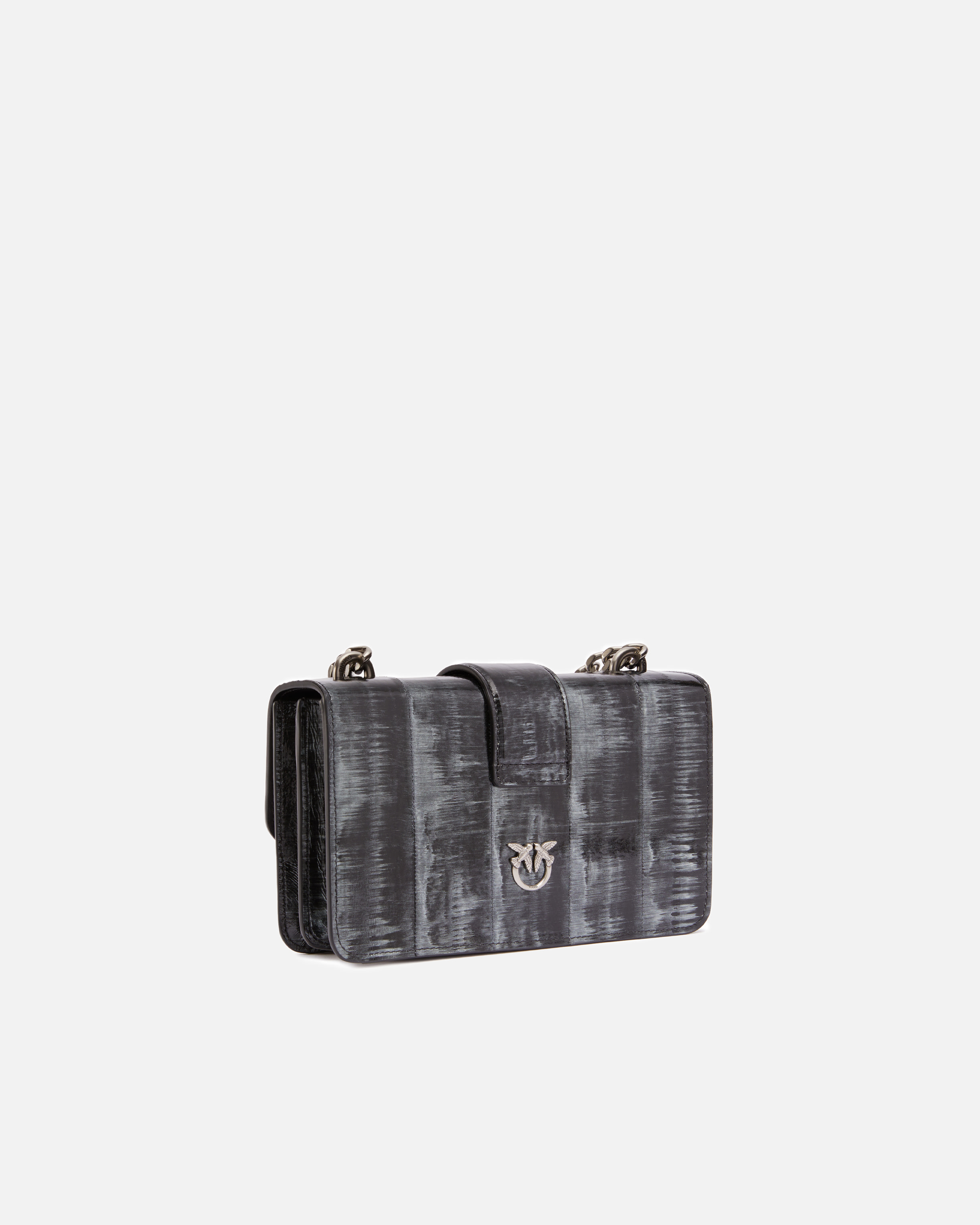 Pinko Galleria Ombre Mini Love Bag Crossbody Bag In Argent/noir-vieil Argent