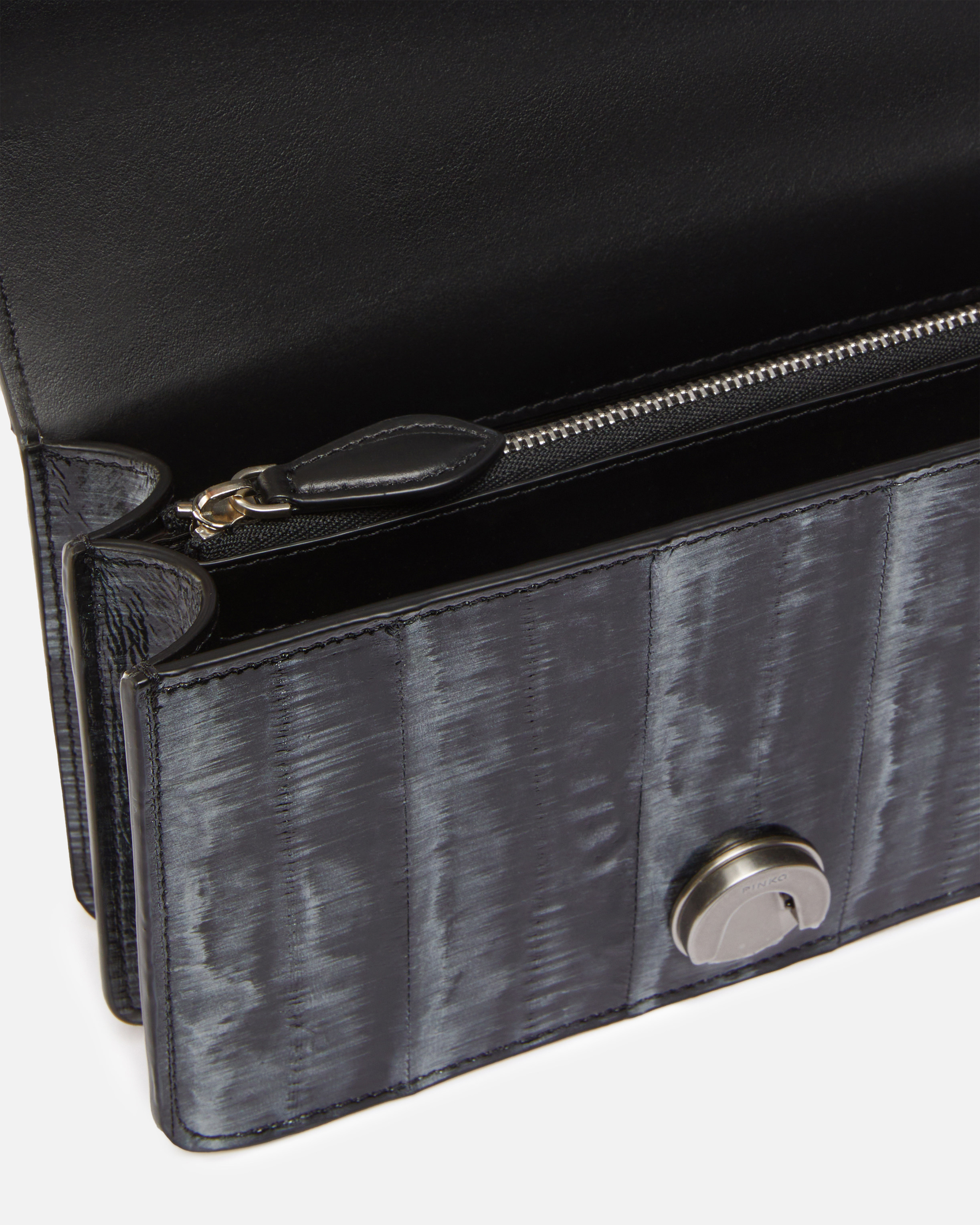 Pinko Galleria Ombre Mini Love Bag Crossbody Bag In Argent/noir-vieil Argent