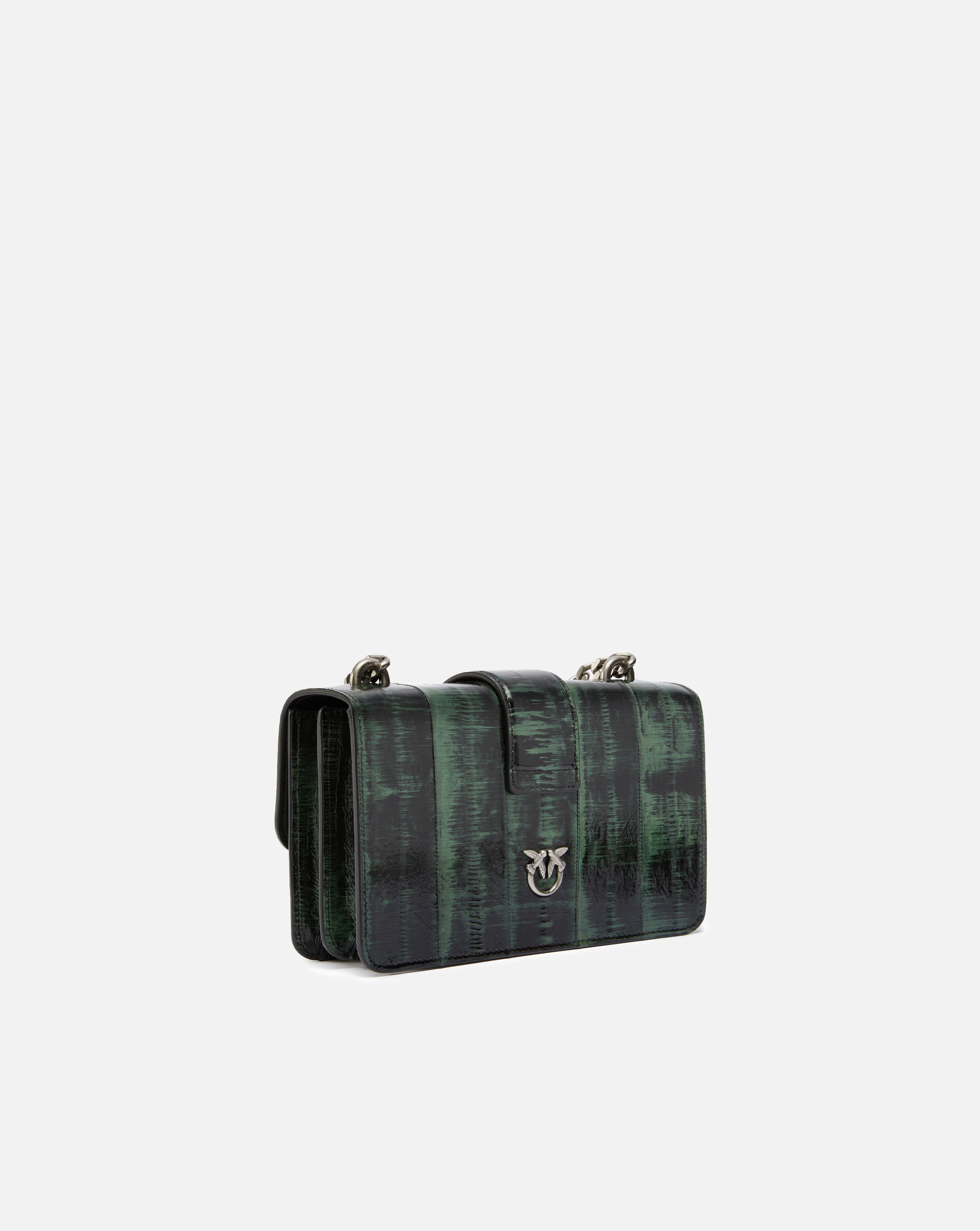 Pinko Galleria Ombre Mini Love Bag Crossbody Bag In Vert/noir-vieil Argent