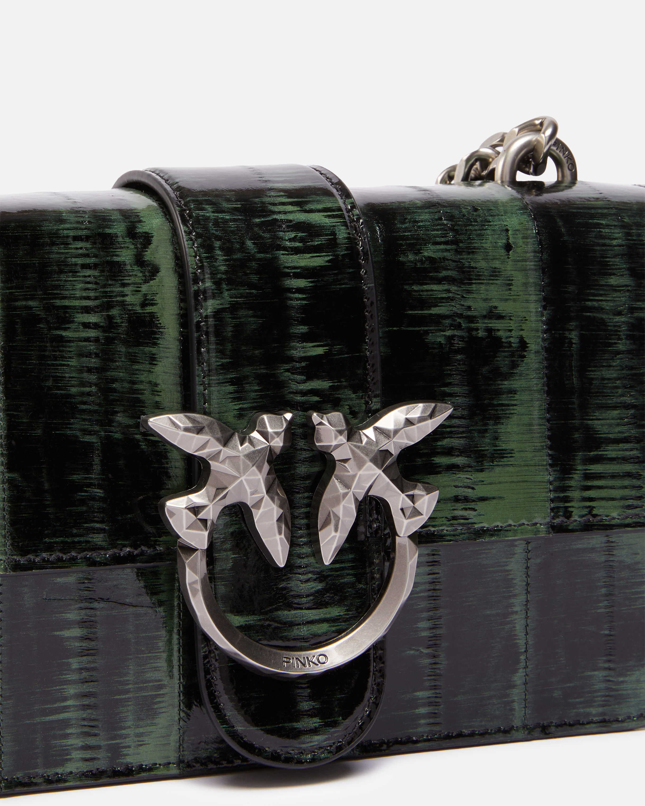Pinko Galleria Ombre Mini Love Bag Crossbody Bag In Vert/noir-vieil Argent
