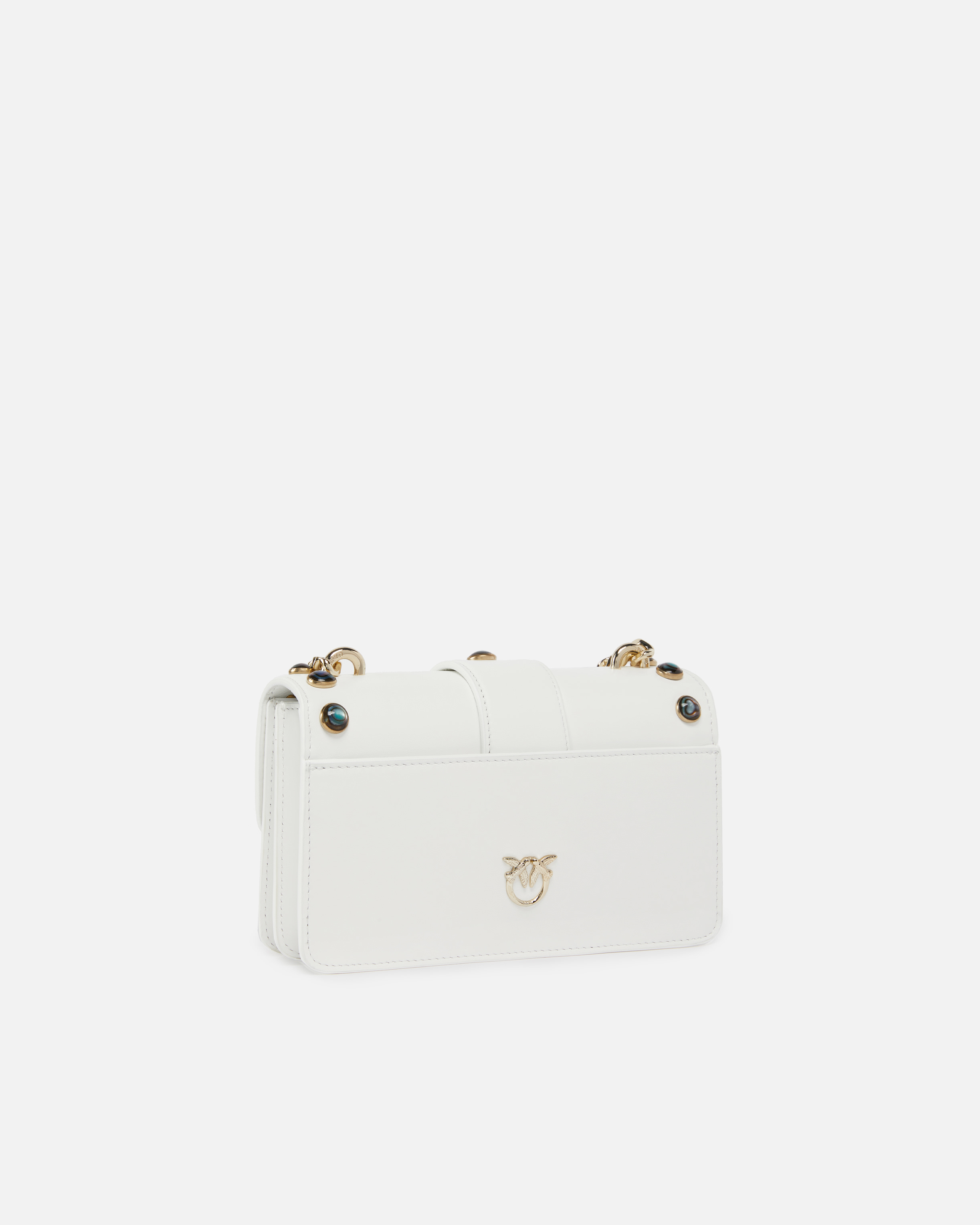 Pinko Love Bag Crossbody Bag With Mother-of-pearl Studs In Beige Sable Délavé-or Clair