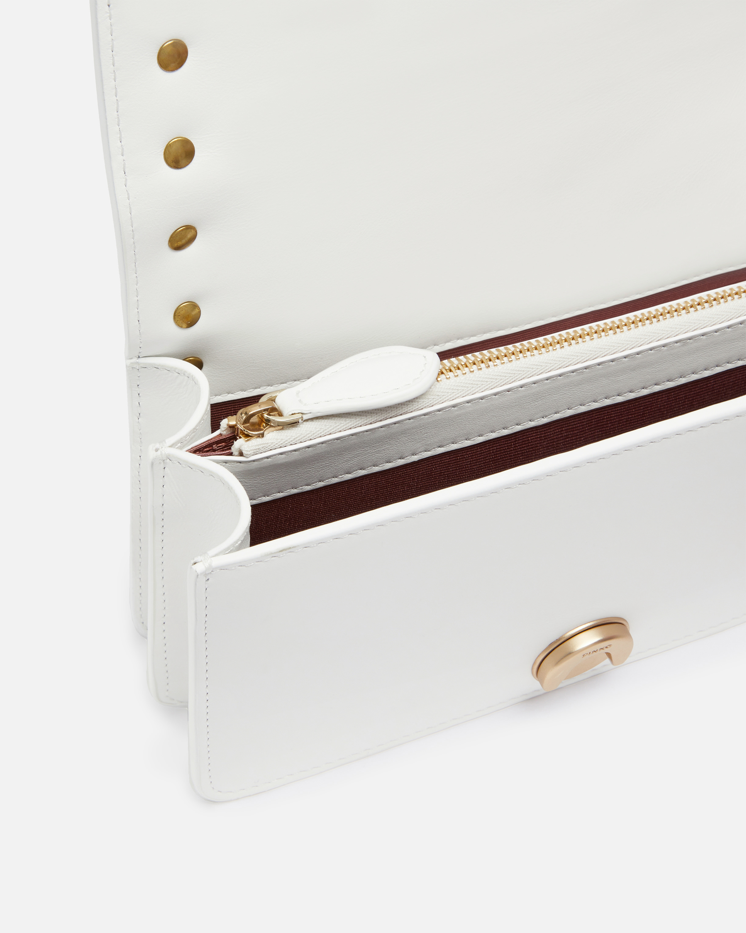 Pinko Love Bag Crossbody Bag With Mother-of-pearl Studs In Beige Sable Délavé-or Clair