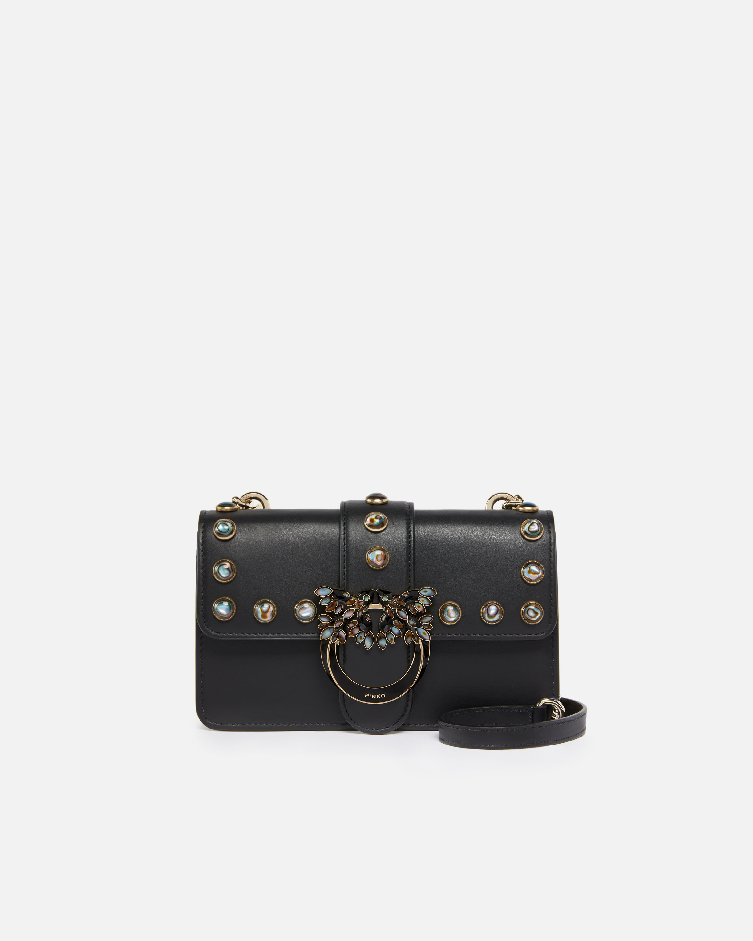 ♡♡ Love Bag crossbody bag with mother-of-pearl studs PINKO