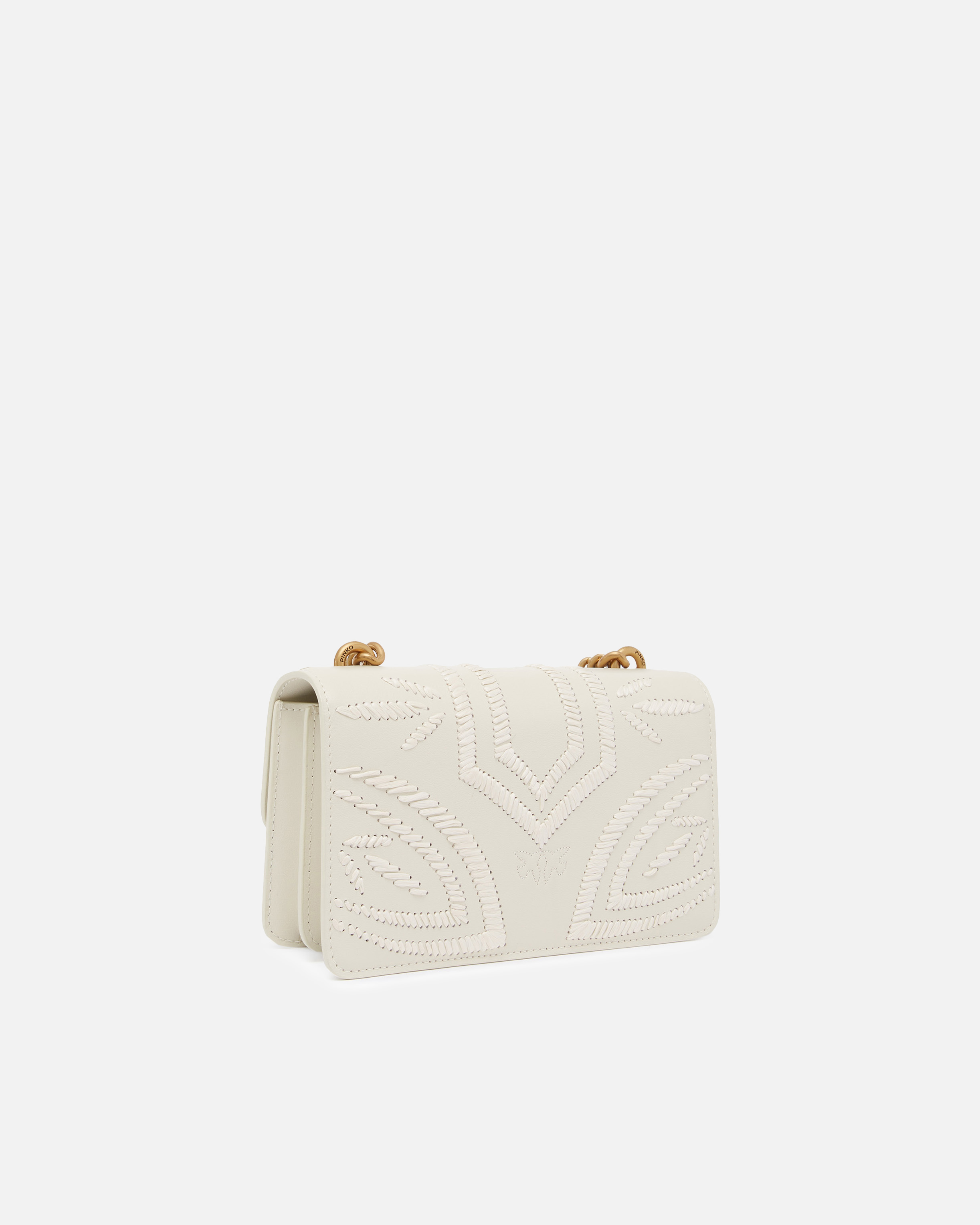 Pinko Mini Love Bag Small Shoulder Bag With Raffia Embroidery