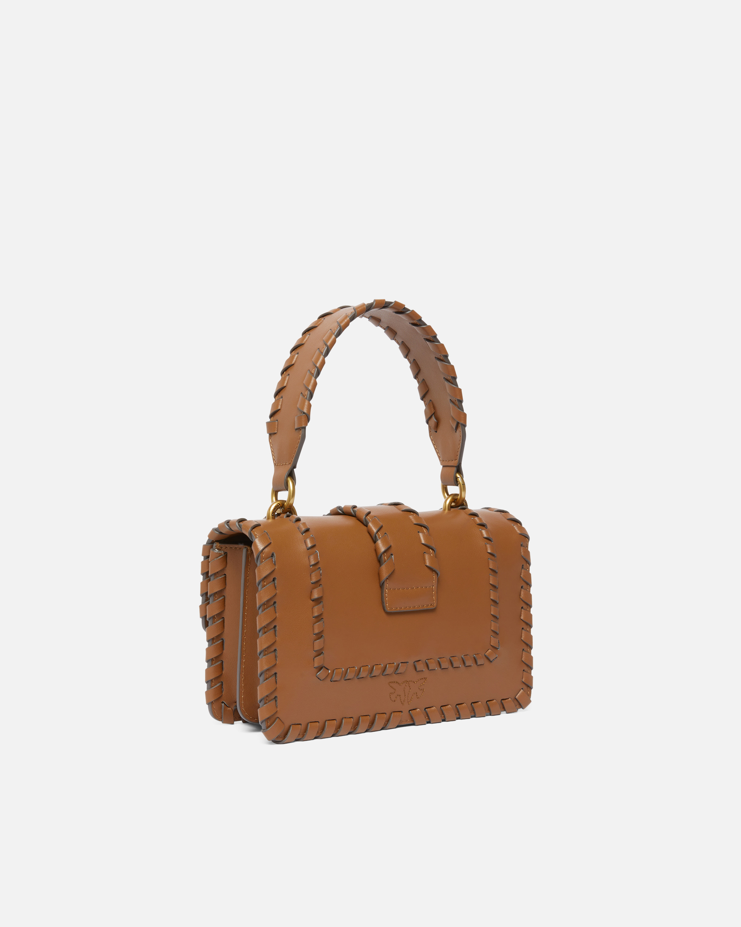 Pinko Braided-leather Crossbody Bag In Brown