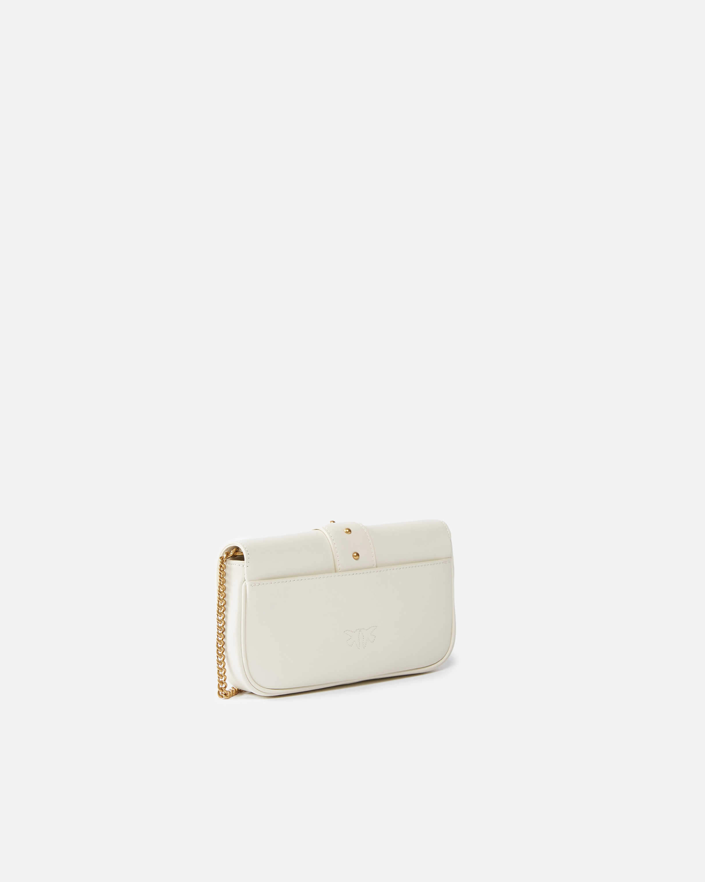 Pinko White Leather Love Shoulder Bag In White+white-antique Gold