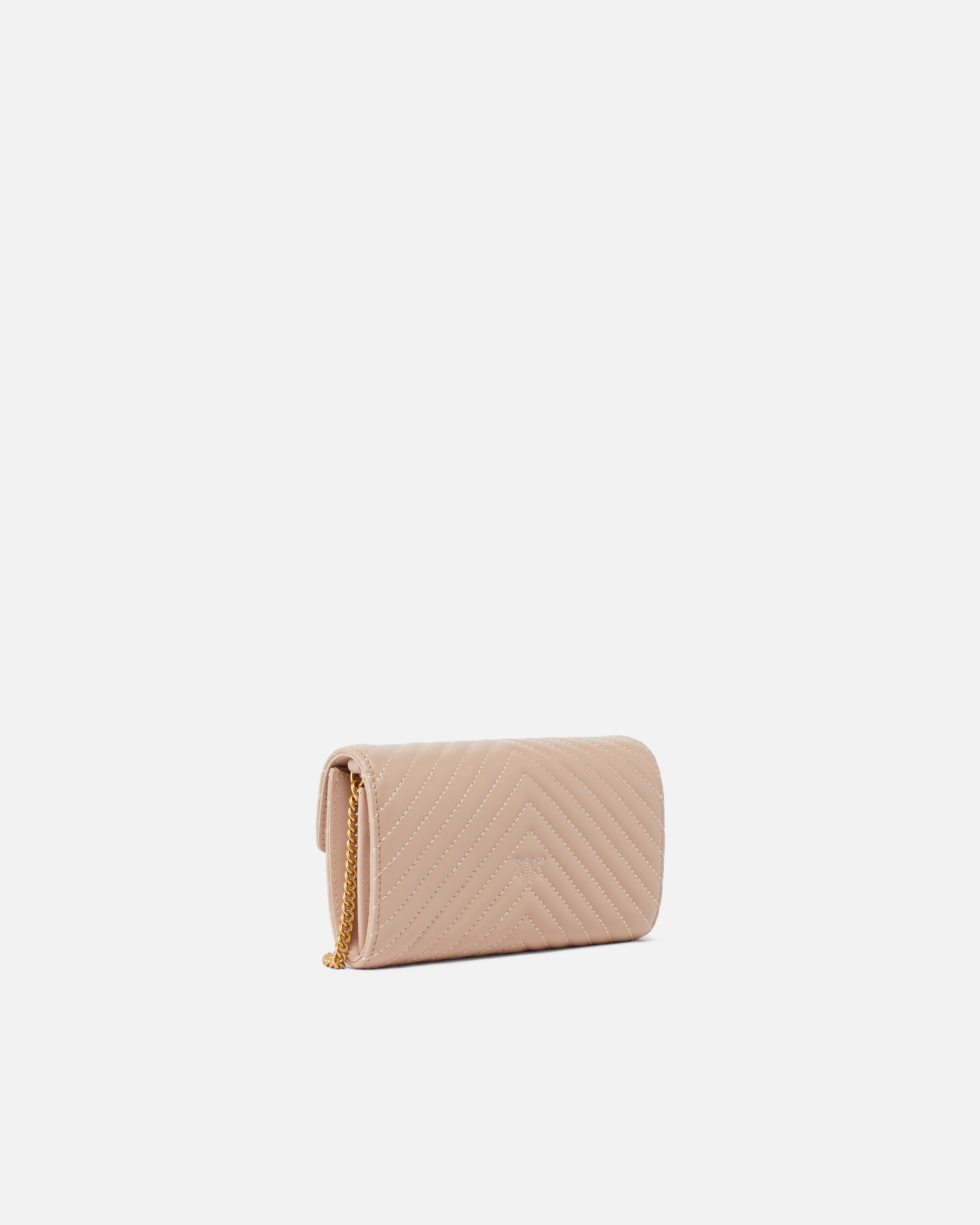 Pinko Love Bag One Wallet Chevron In Pink/dusty Pink-antique Gold