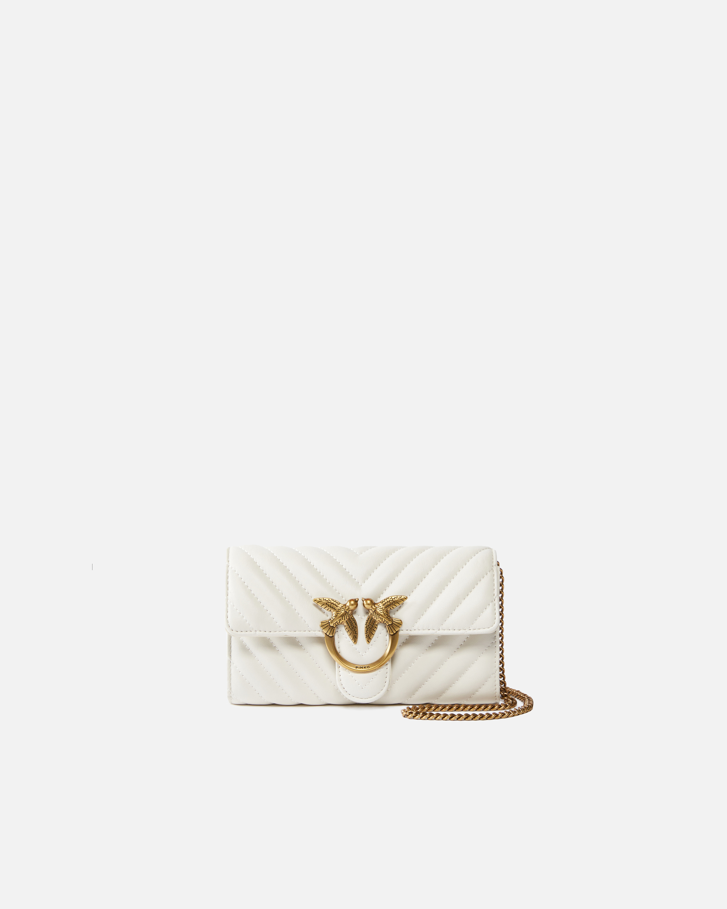 Pinko Portefeuille Love Bag One Wallet Chevron In White+white-antique Gold