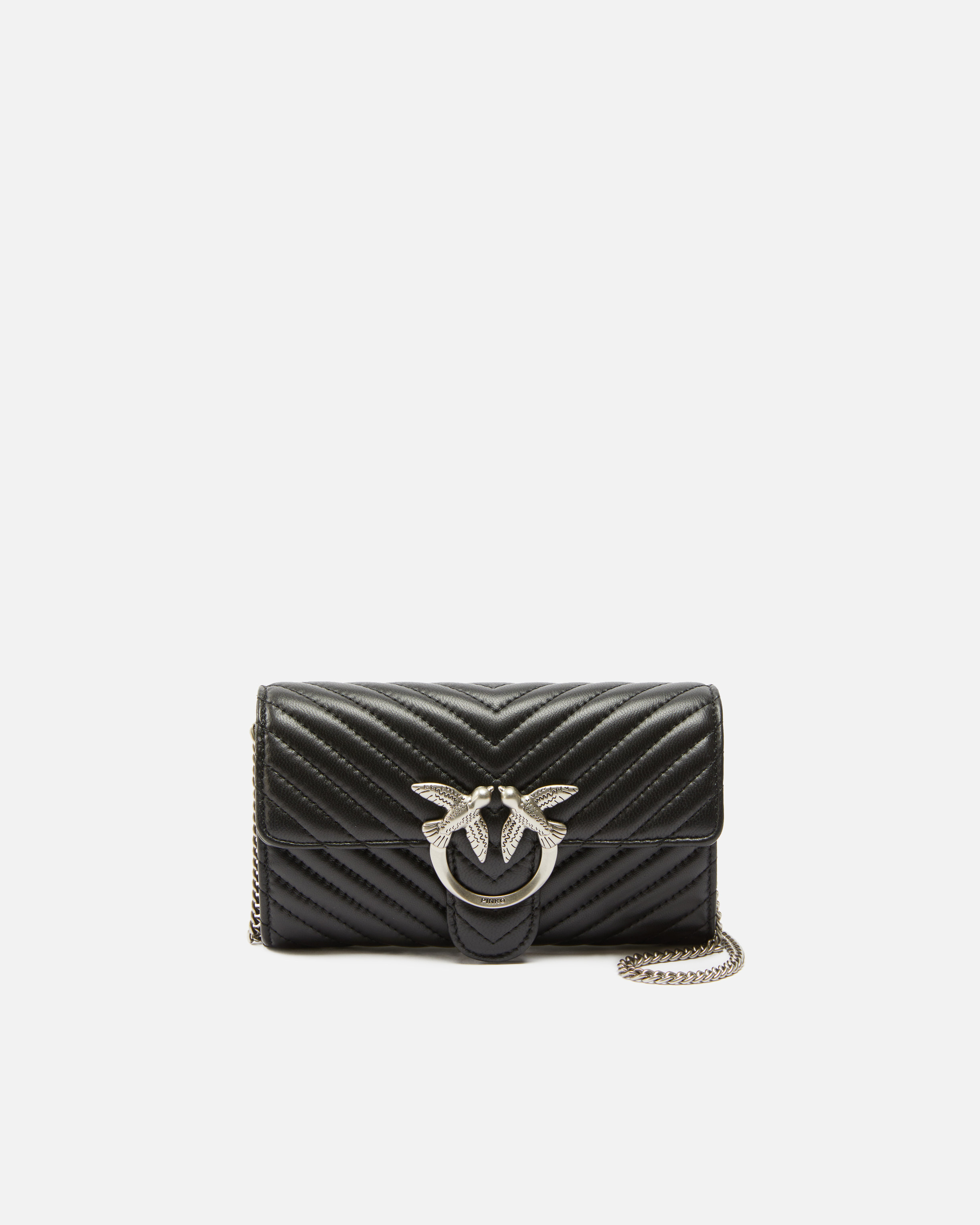 Pinko Portefeuille Love Bag One Wallet Chevron In Black-old Silver