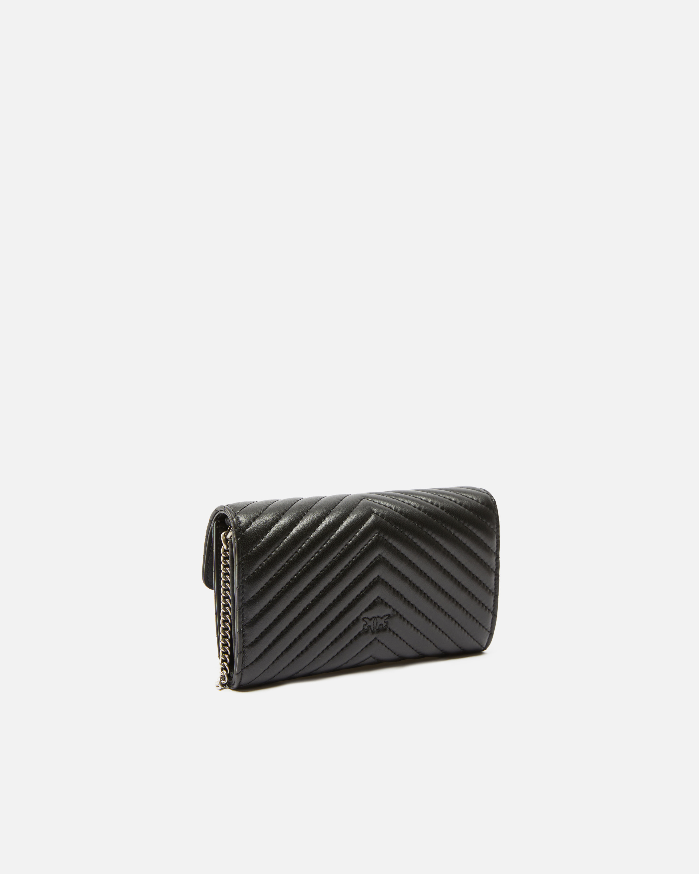 Shop Pinko Portafoglio Love Bag One Wallet Chevron In Black-old Silver