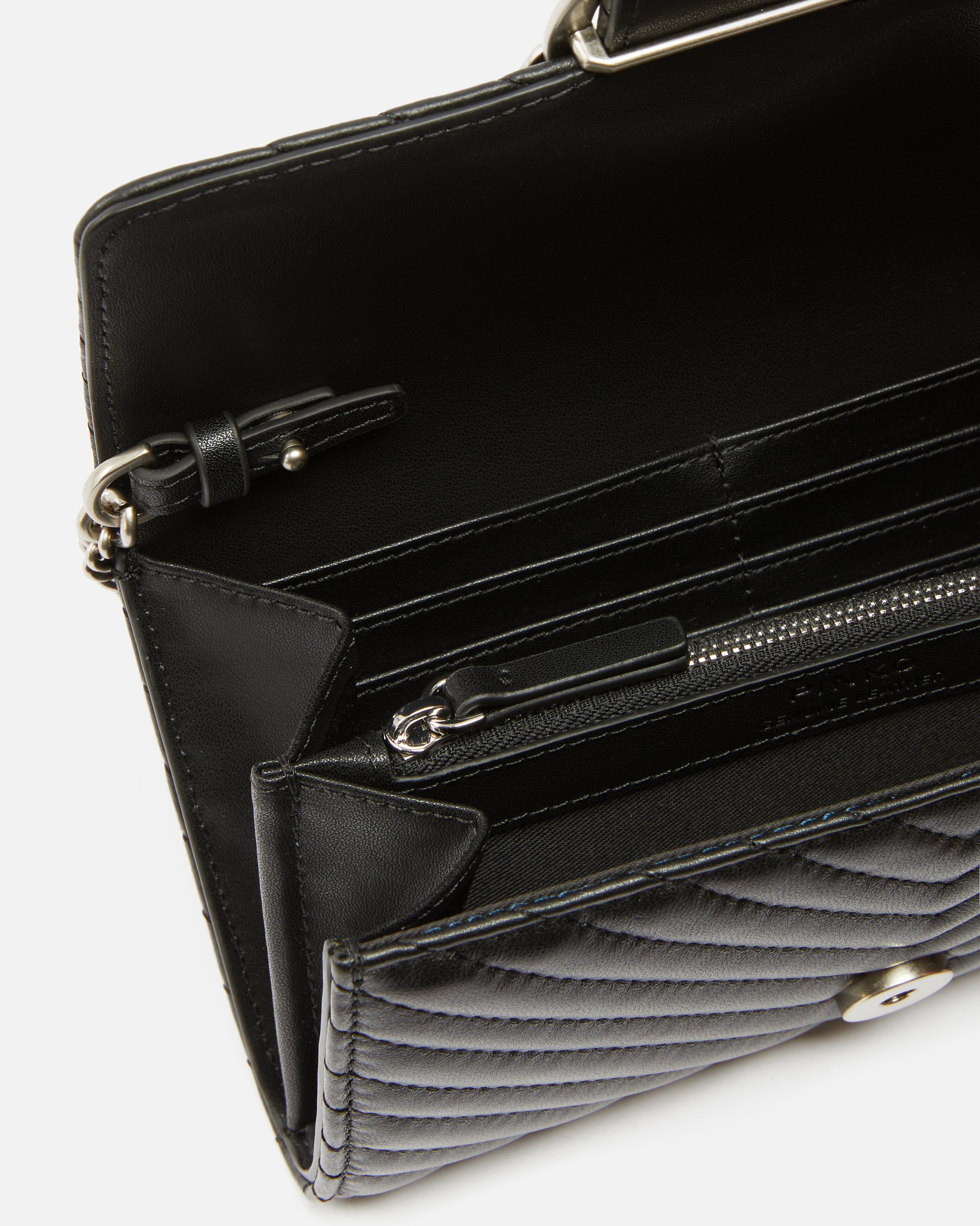 Pinko Portefeuille Love Bag One Wallet Chevron In Black-old Silver