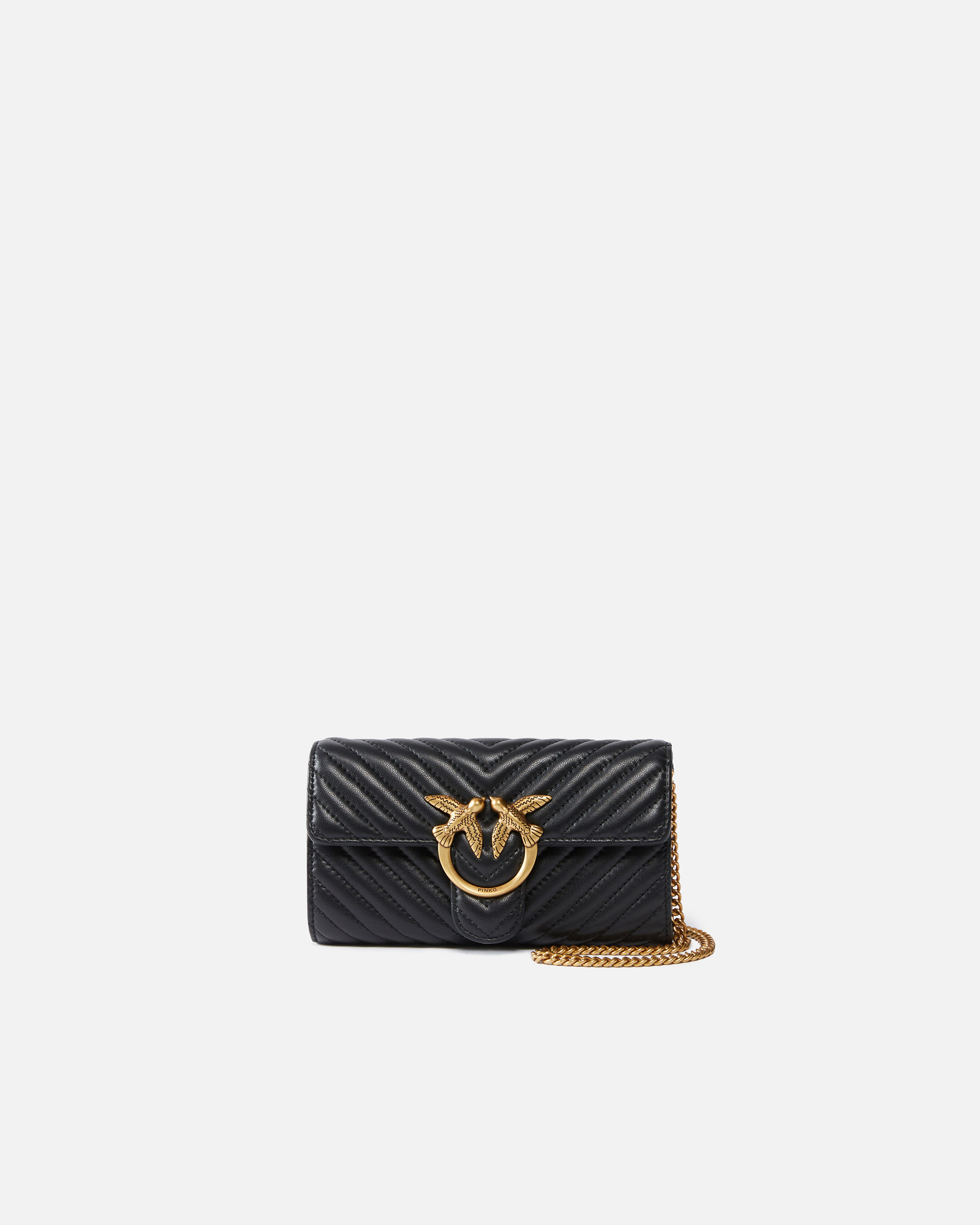 PINKO BAGS CHEVRON LOVE WALLET Black