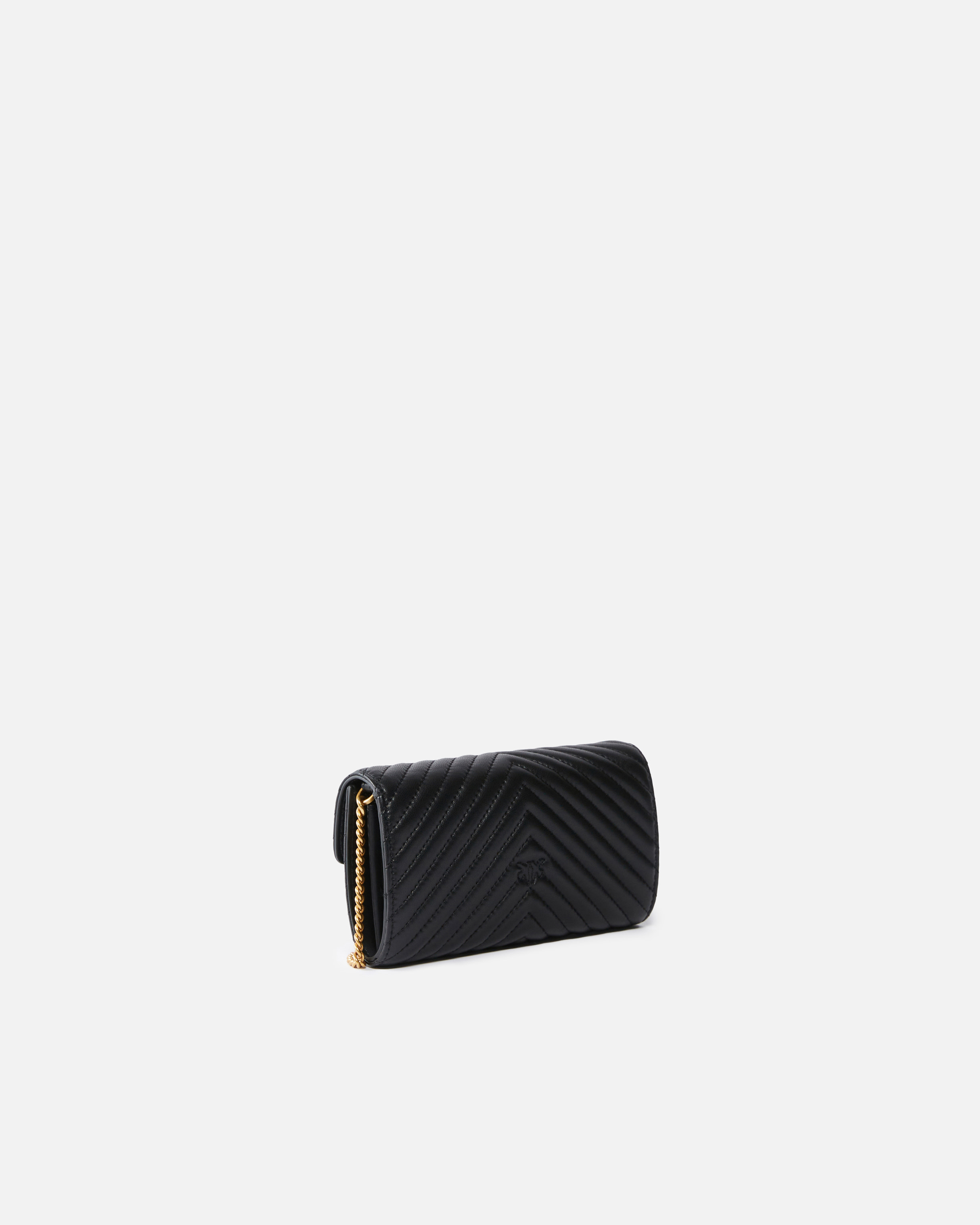 Pinko Love Bag One Wallet Chevron In Black-antique Gold