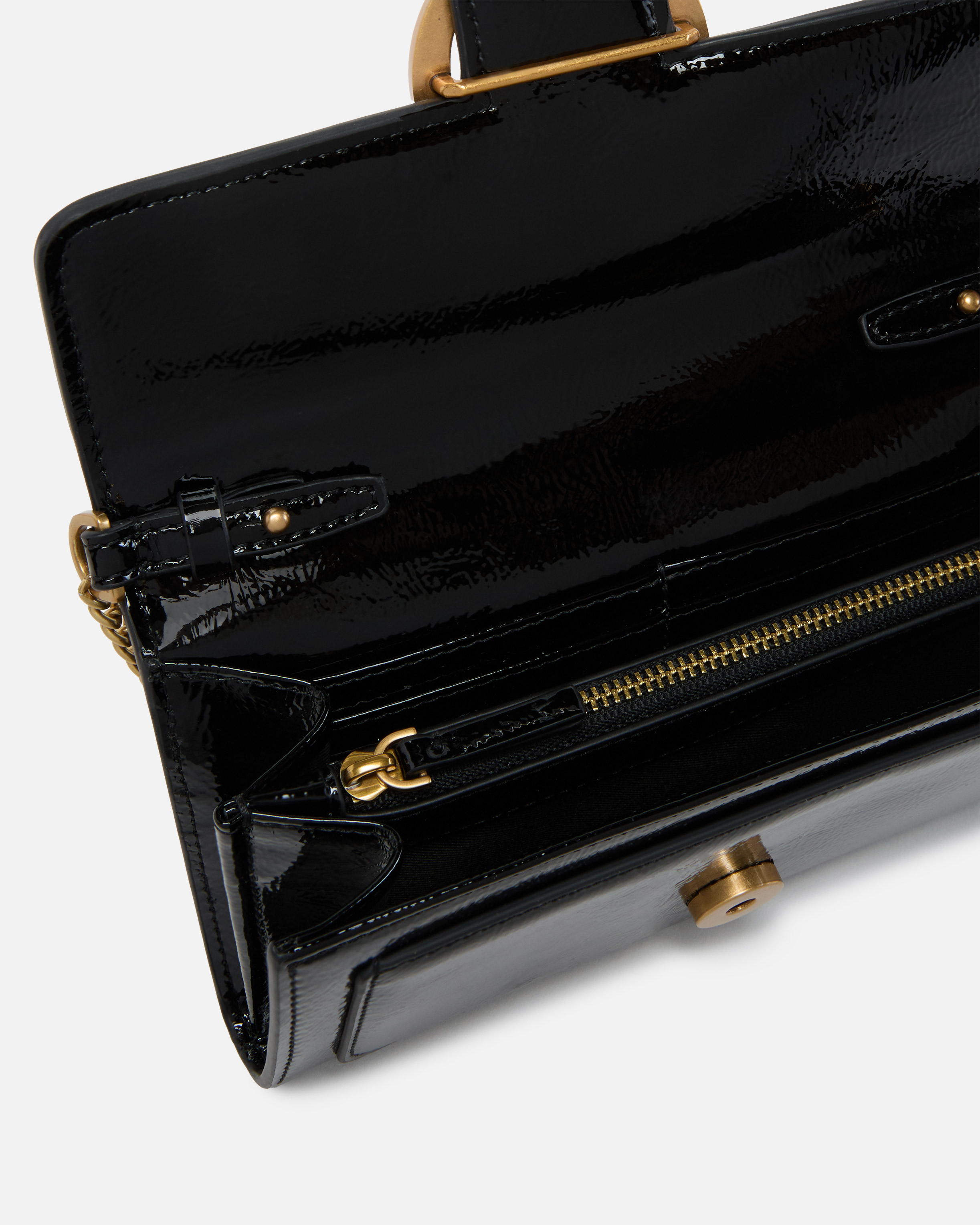 Pinko Glossy Wallet With Shoulder Strap With Bird Buckle