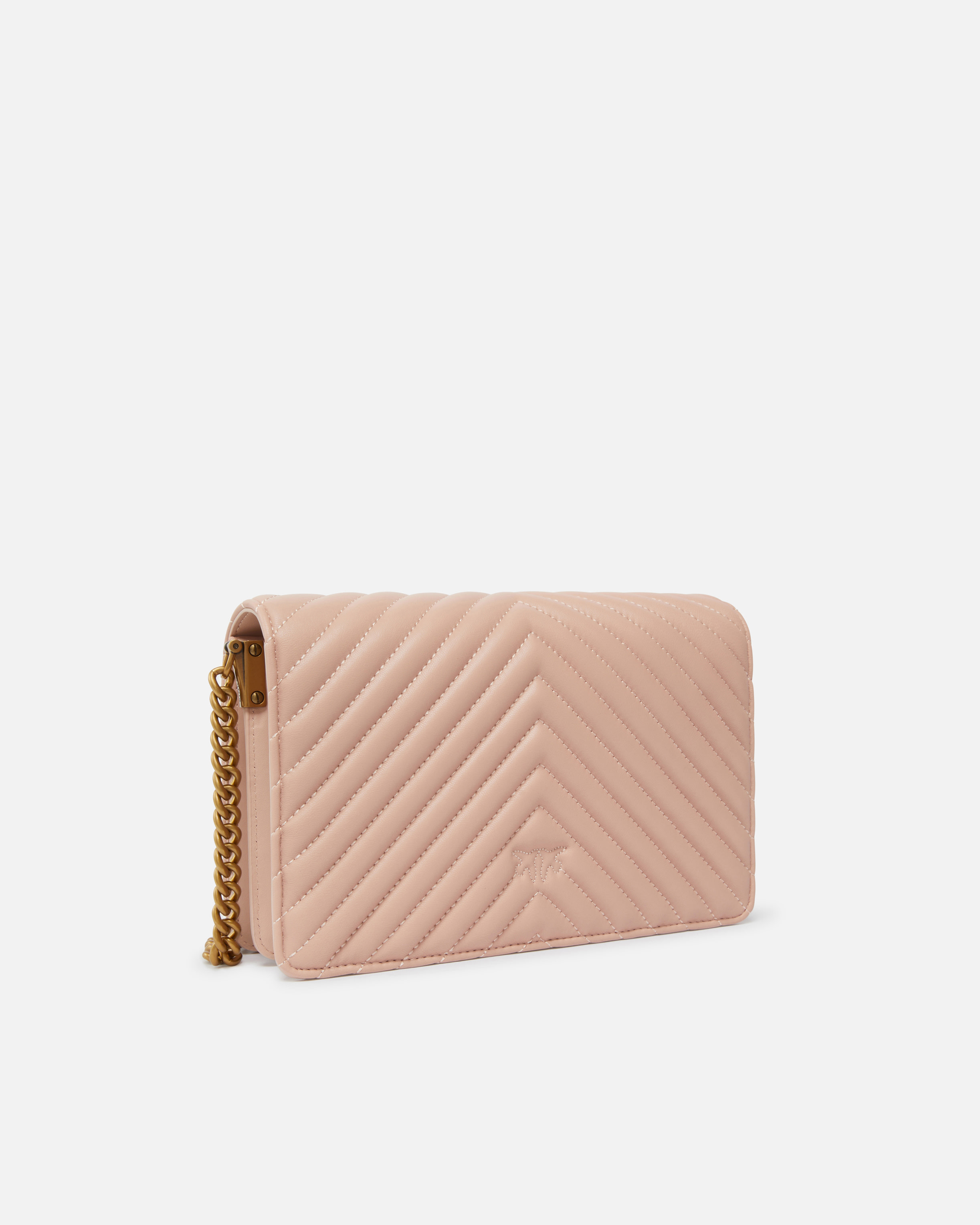 Pinko Classic Love Bag Click Chevron In Rose/rose Poudré-or Antique