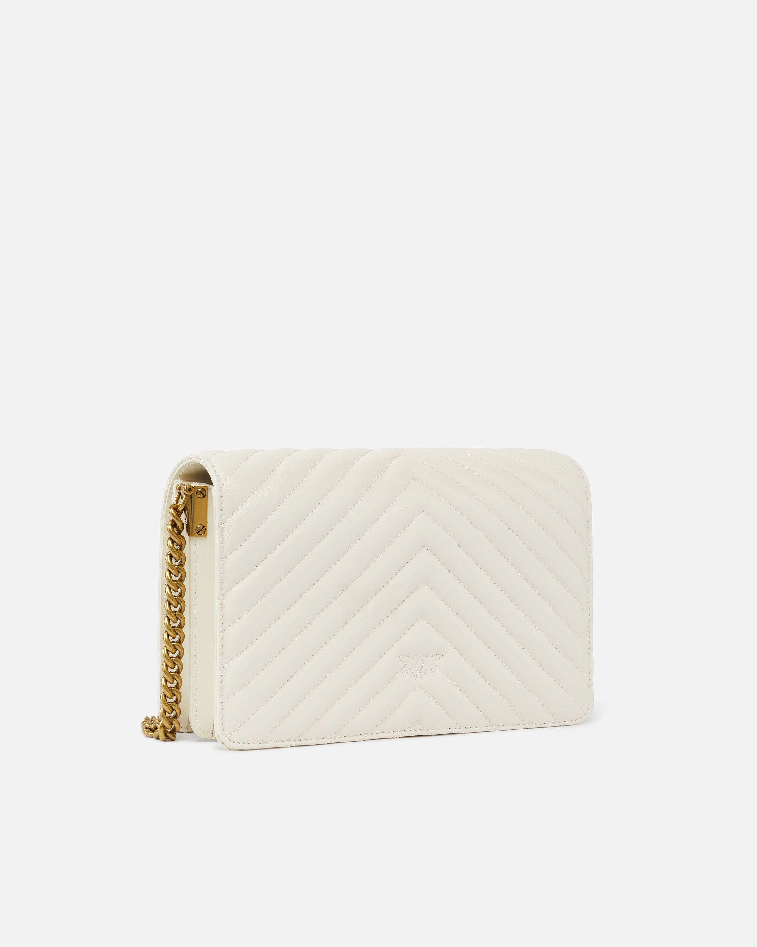 Pinko Classic Love Bag Click Chevron In White+white-antique Gold