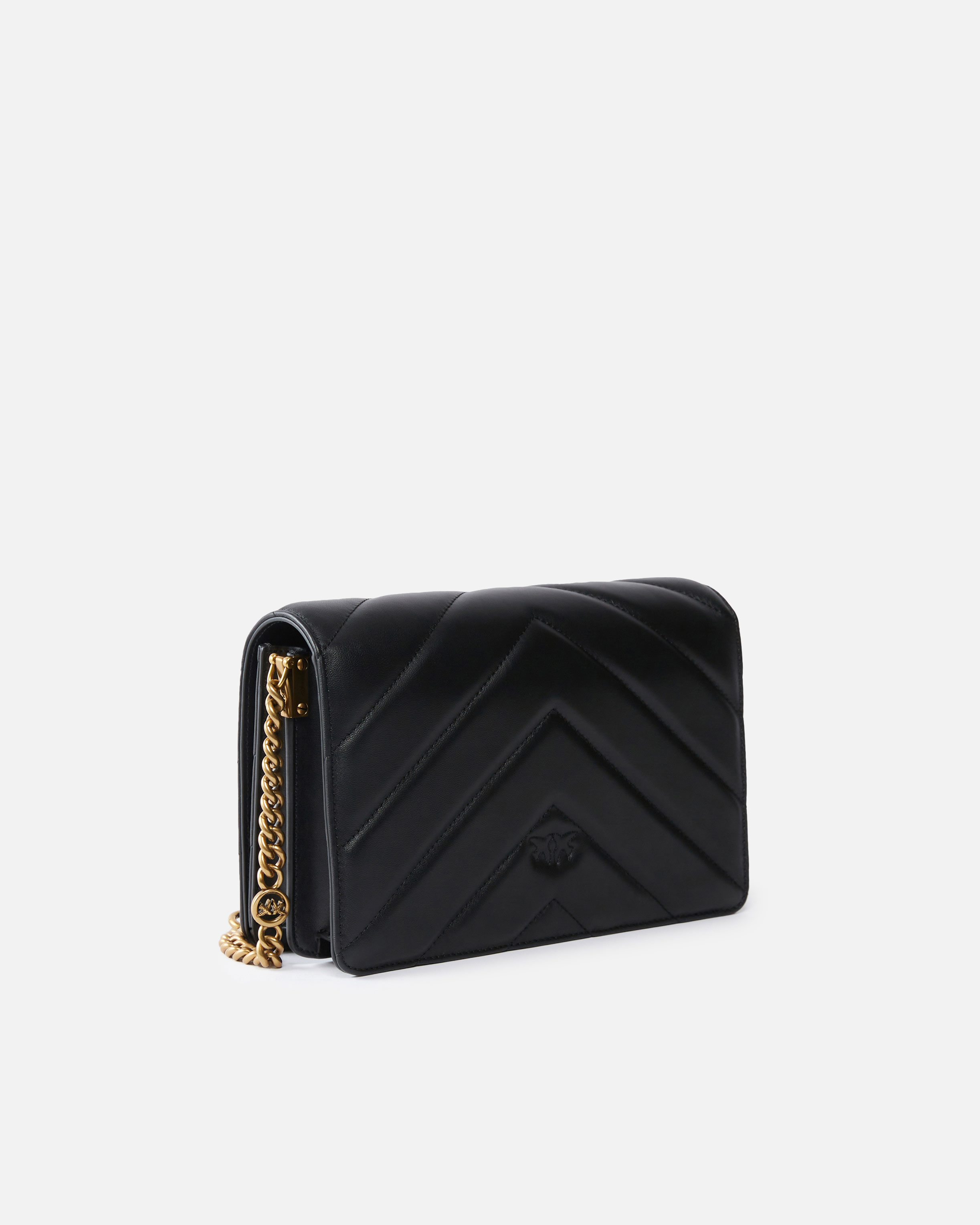 Pinko Love Quilted Crossbody Bag In Black-antique Gold