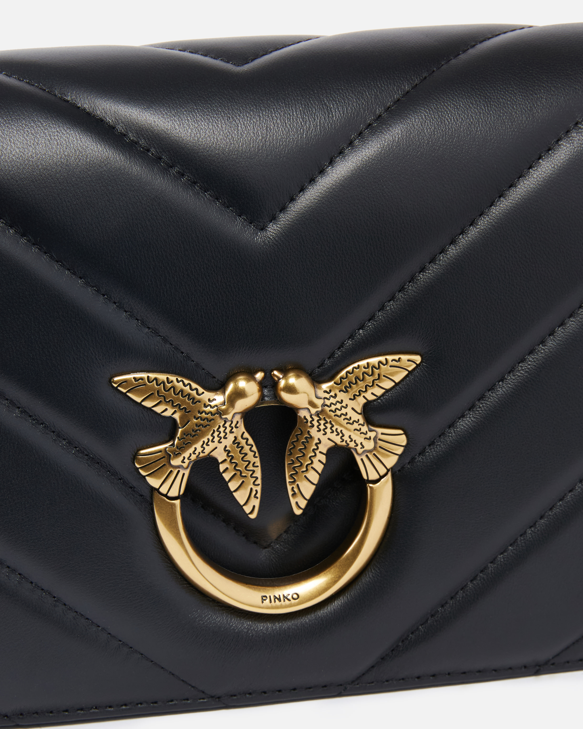 Pinko Love Quilted Crossbody Bag In Black-antique Gold