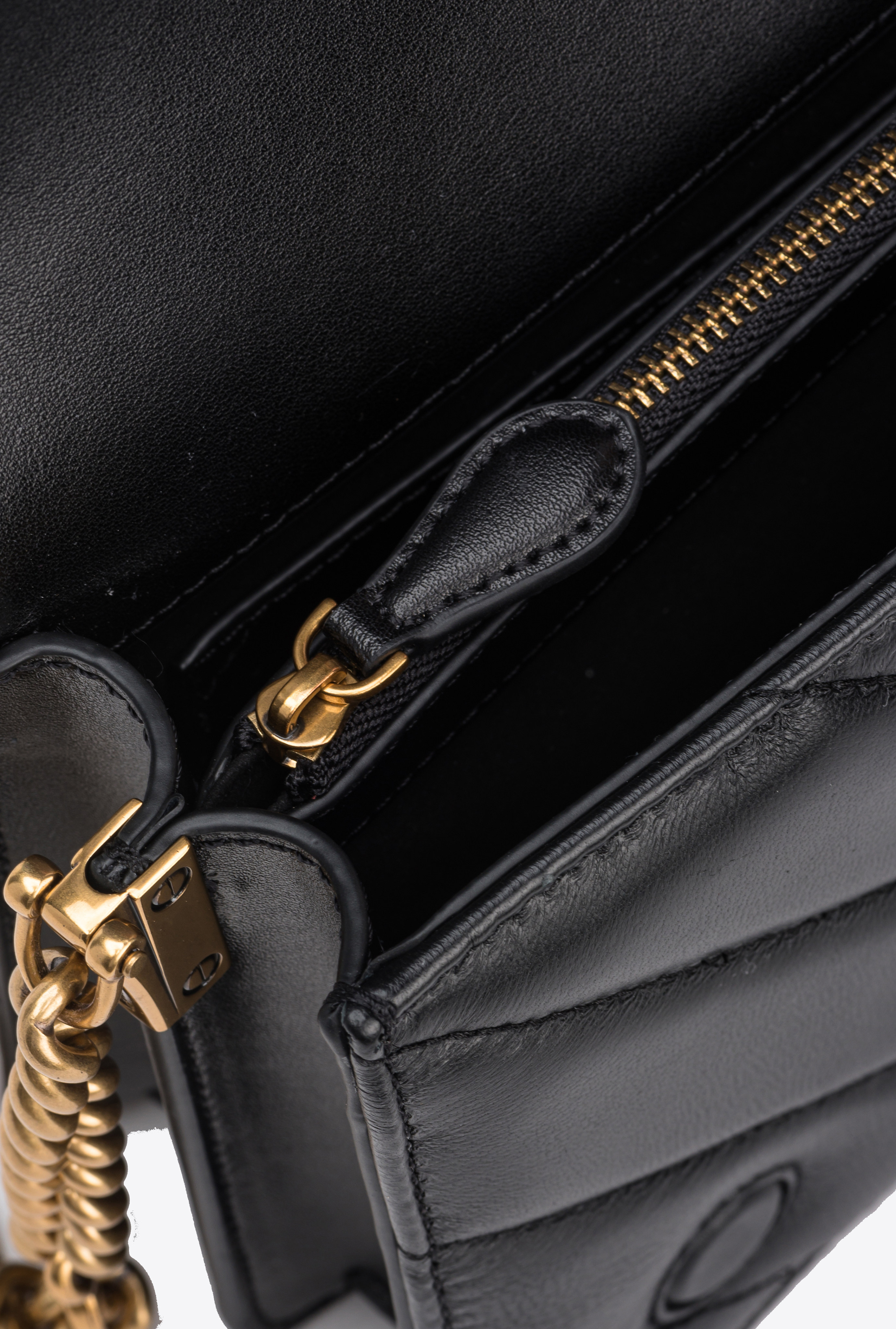 Pinko Love Quilted Crossbody Bag In Black-antique Gold