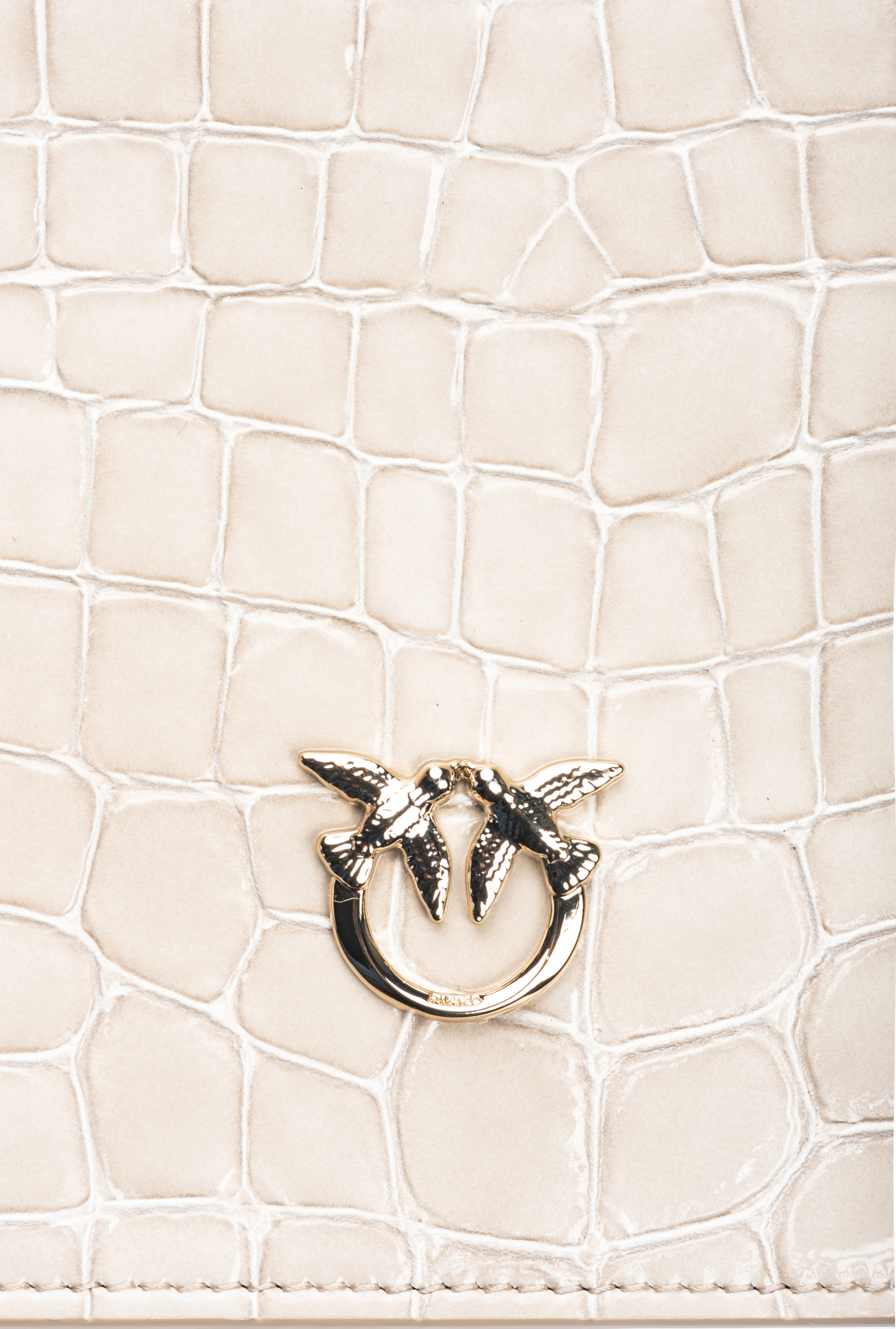 Pinko Galleria Classic Love Bag Click In Crocodile- And Reptile-print Leather In Sand-light Gold