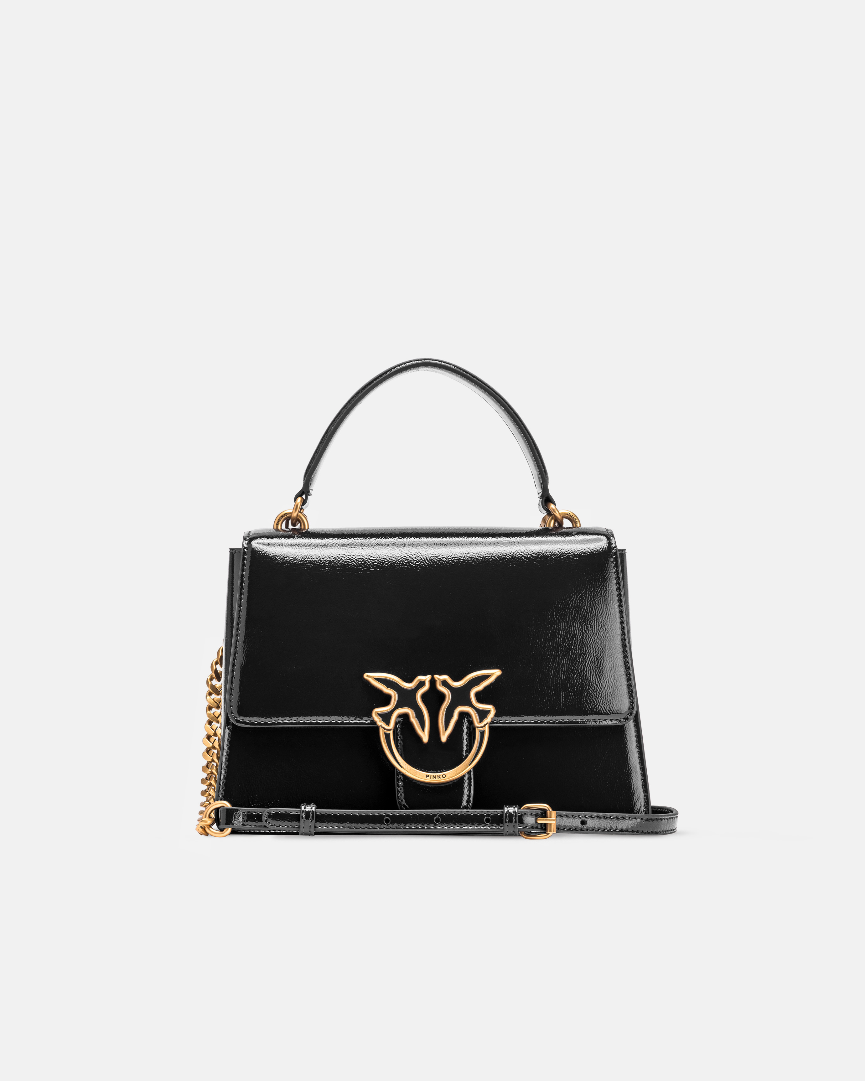 Pinko Love Bag Glossy Handbag With Handle And Shoulder Strap