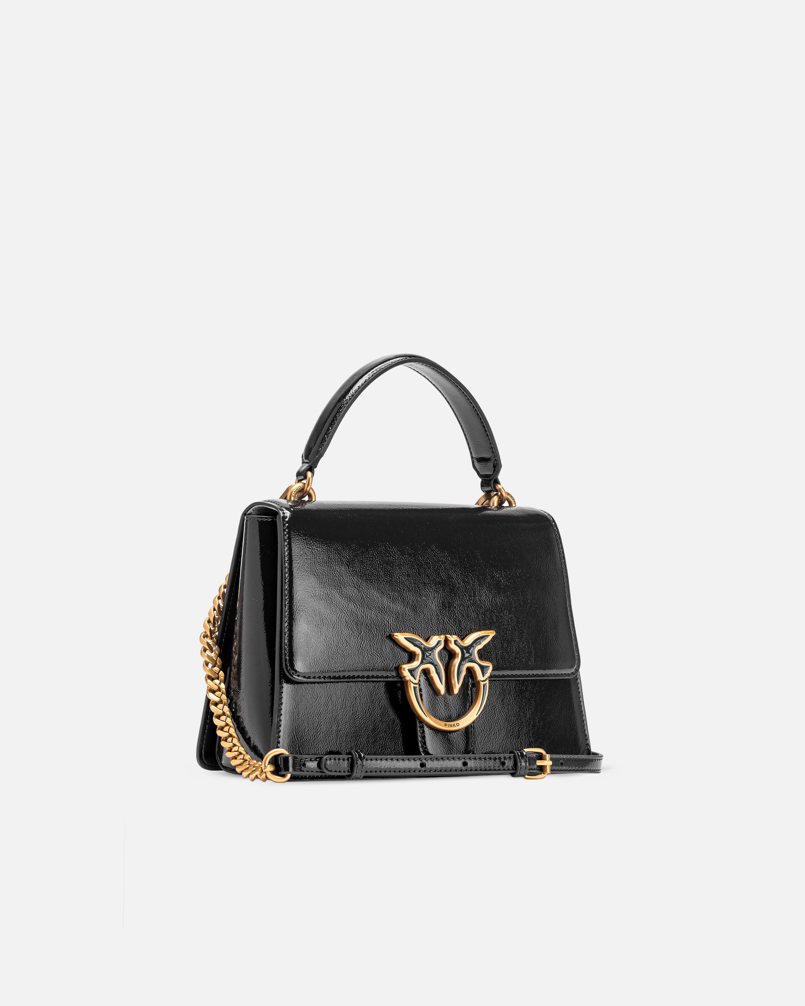 Pinko Love Bag Glossy Handbag With Handle And Shoulder Strap