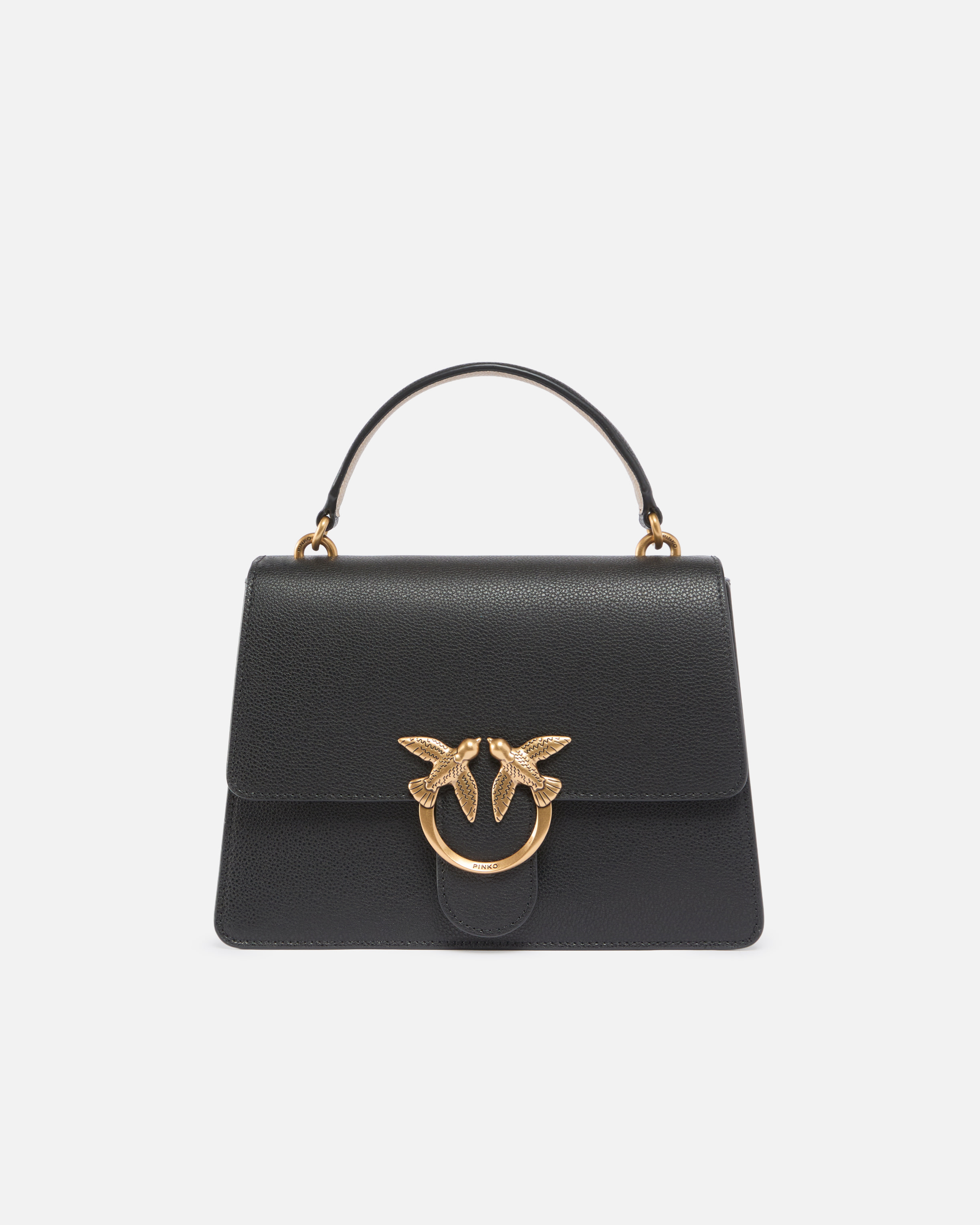 Pinko Medium Love Bag Top Handle Light Handbag In Grained Leather In Black