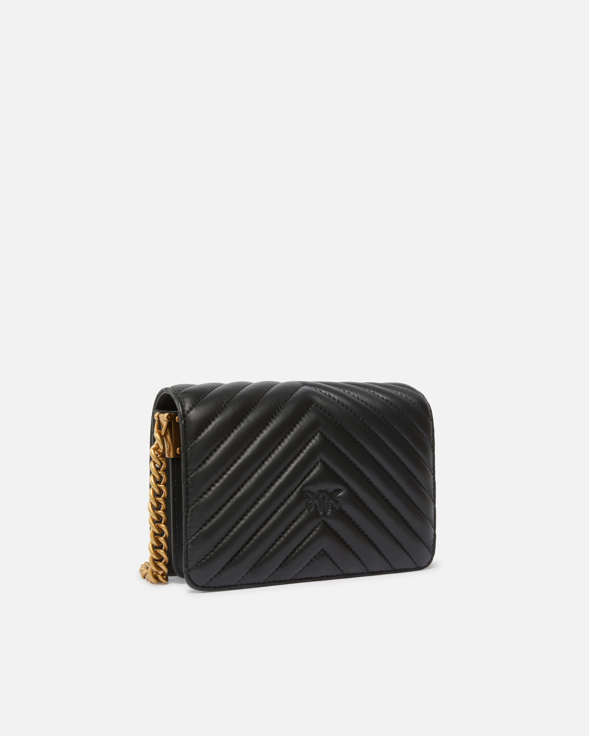 Shop Pinko Mini Love Bag Click Chevron In Black-antique Gold