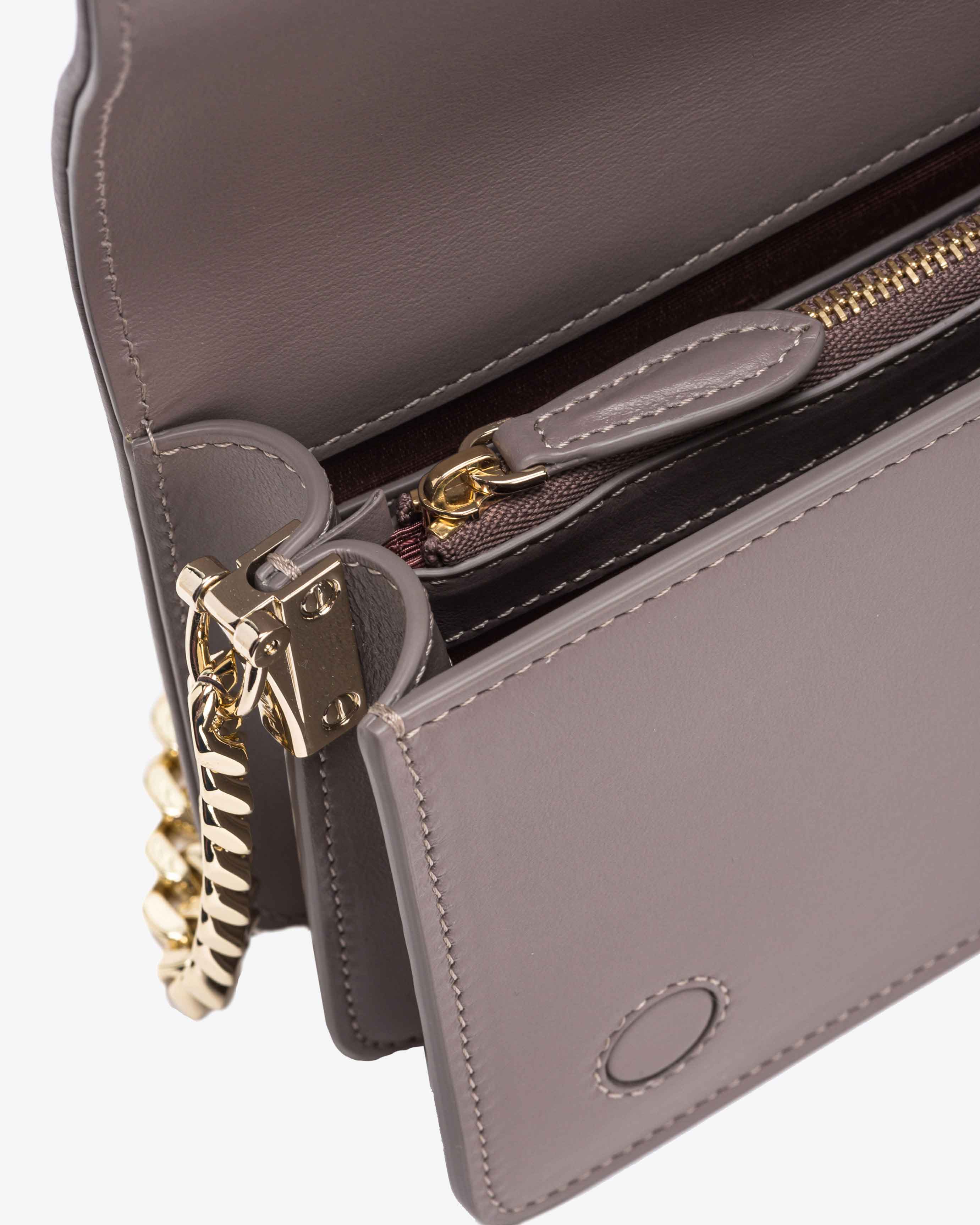 Pinko Galleria Full-rhinestone Mini Love Bag Click In Beige - Fer-or Clair