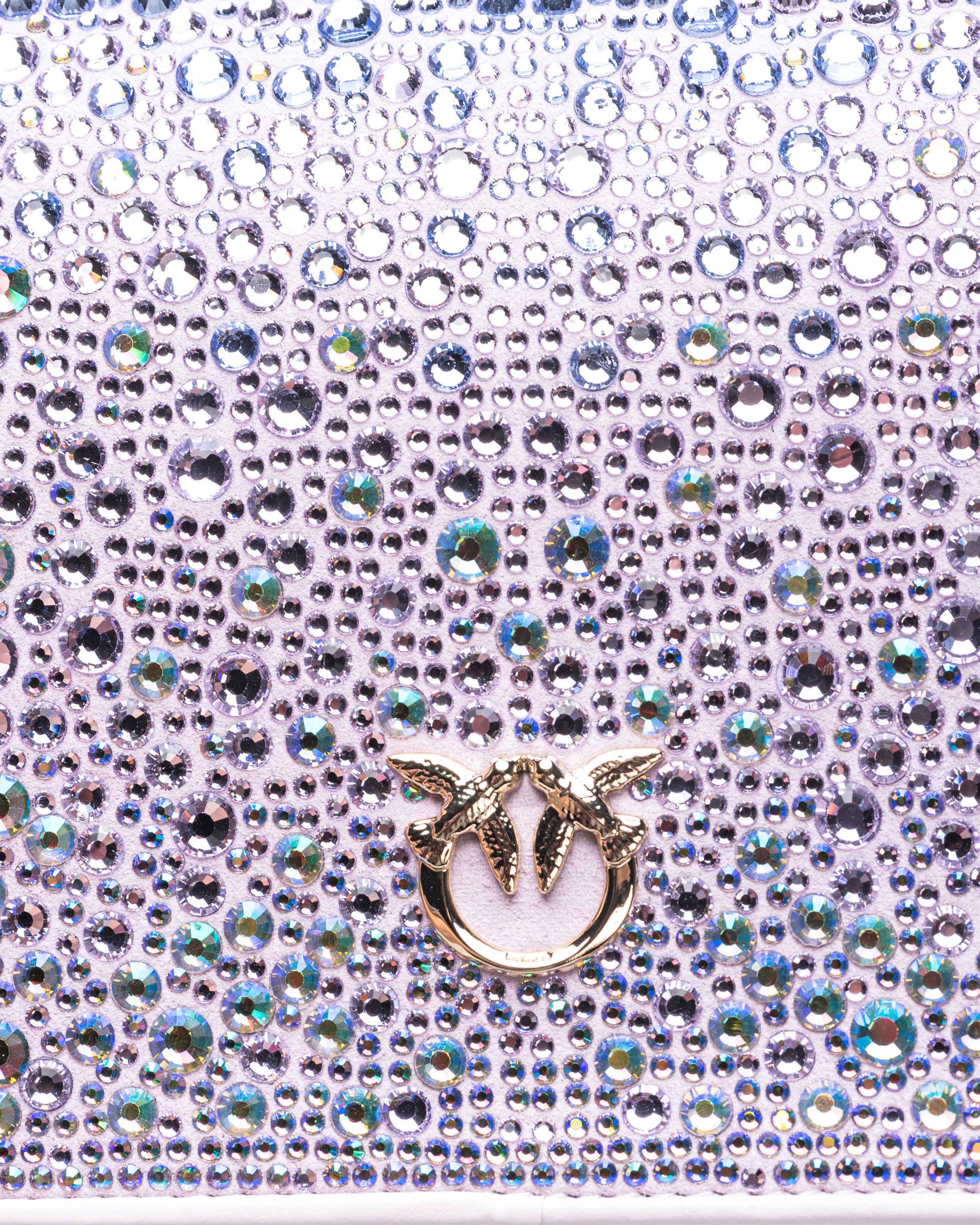 Pinko Galleria Full-rhinestone Mini Love Bag Click In Dégradé Orchidée-or Clair