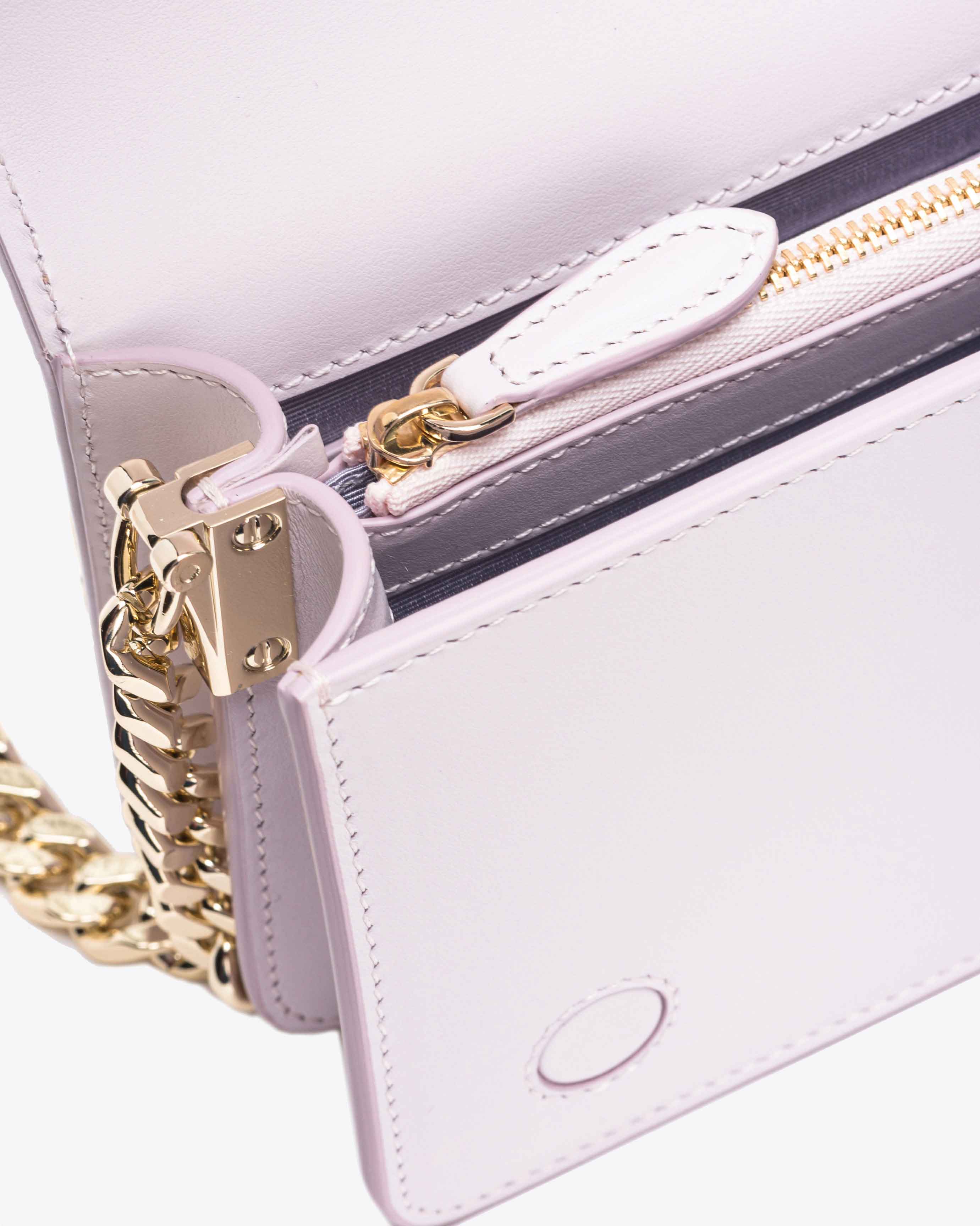 Pinko Galleria Full-rhinestone Mini Love Bag Click In Dégradé Orchidée-or Clair