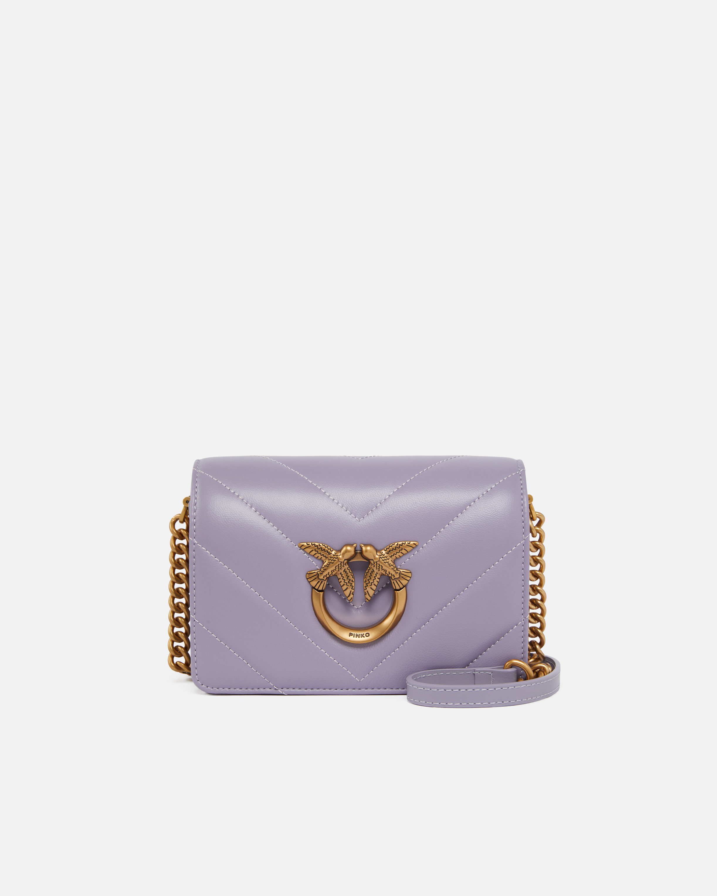 Pinko Mini Love Bag Click Big Chevron In Ash Purple-antique Gold
